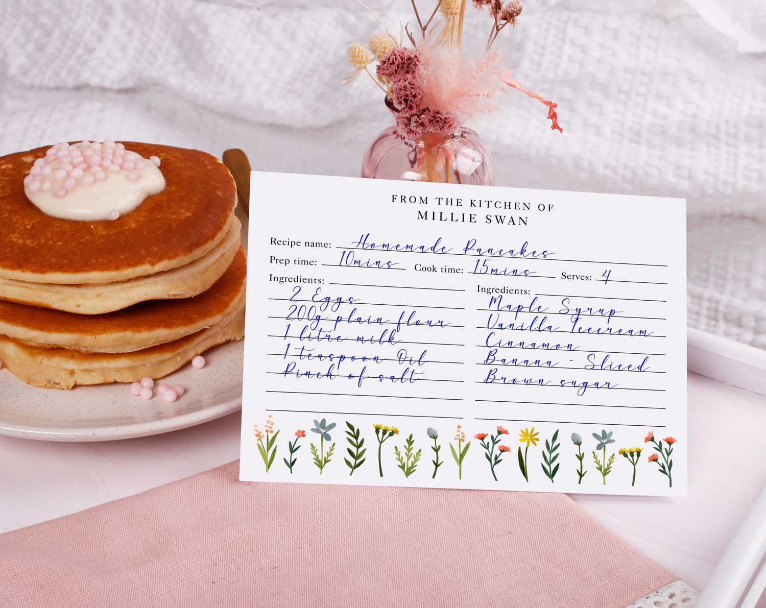 Spring Flowers Recipe Cards Gift Set