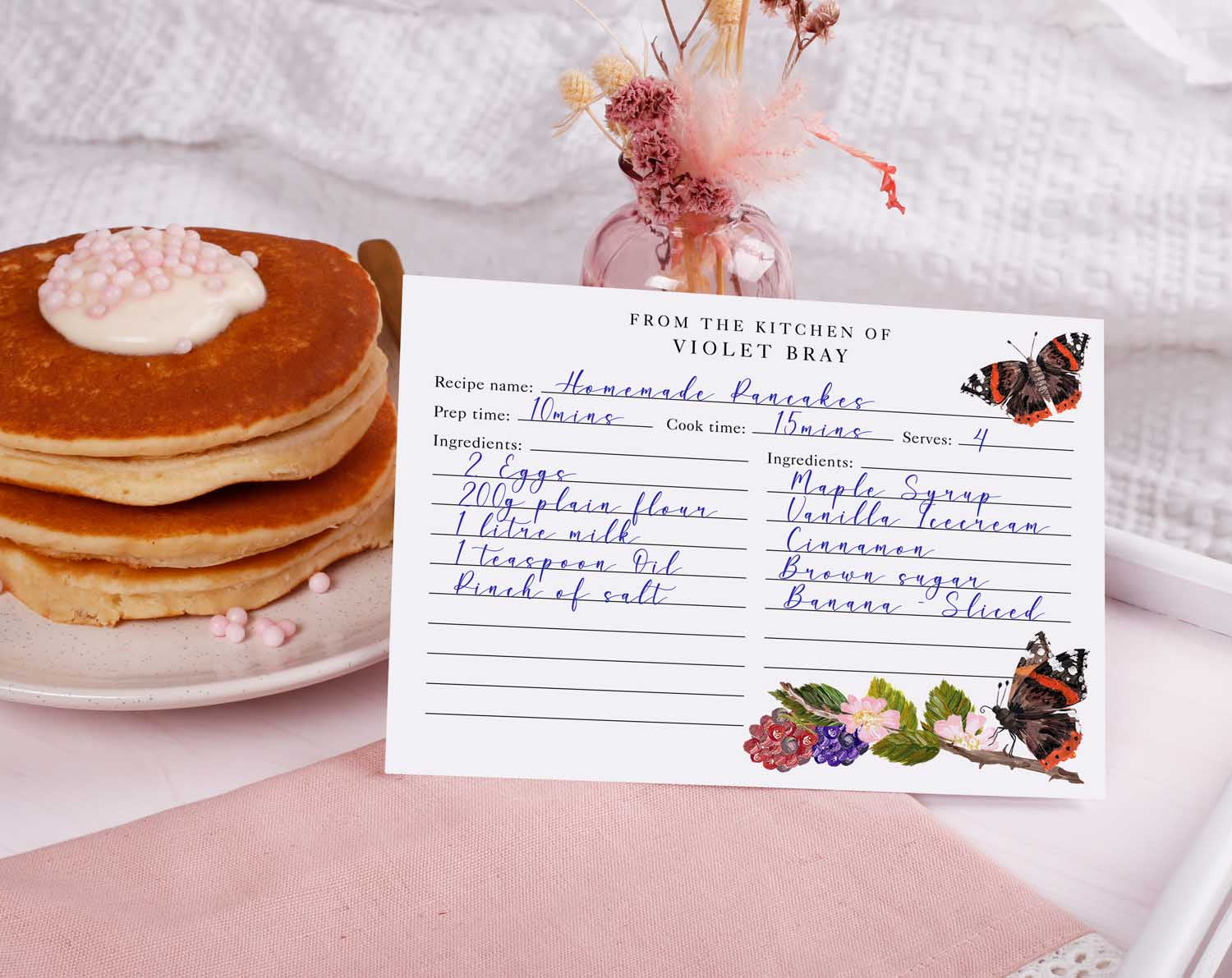 Butterfly Recipe Cards Gift Set