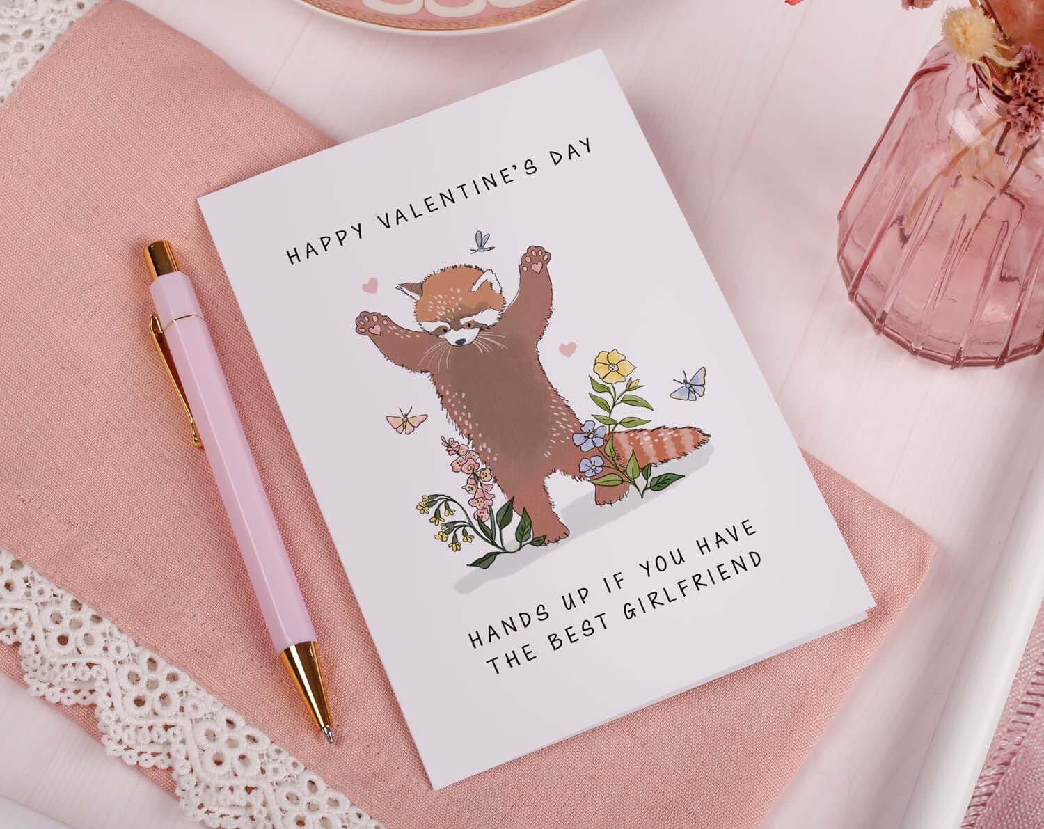 Red Panda Valentines Card For Girlfriend