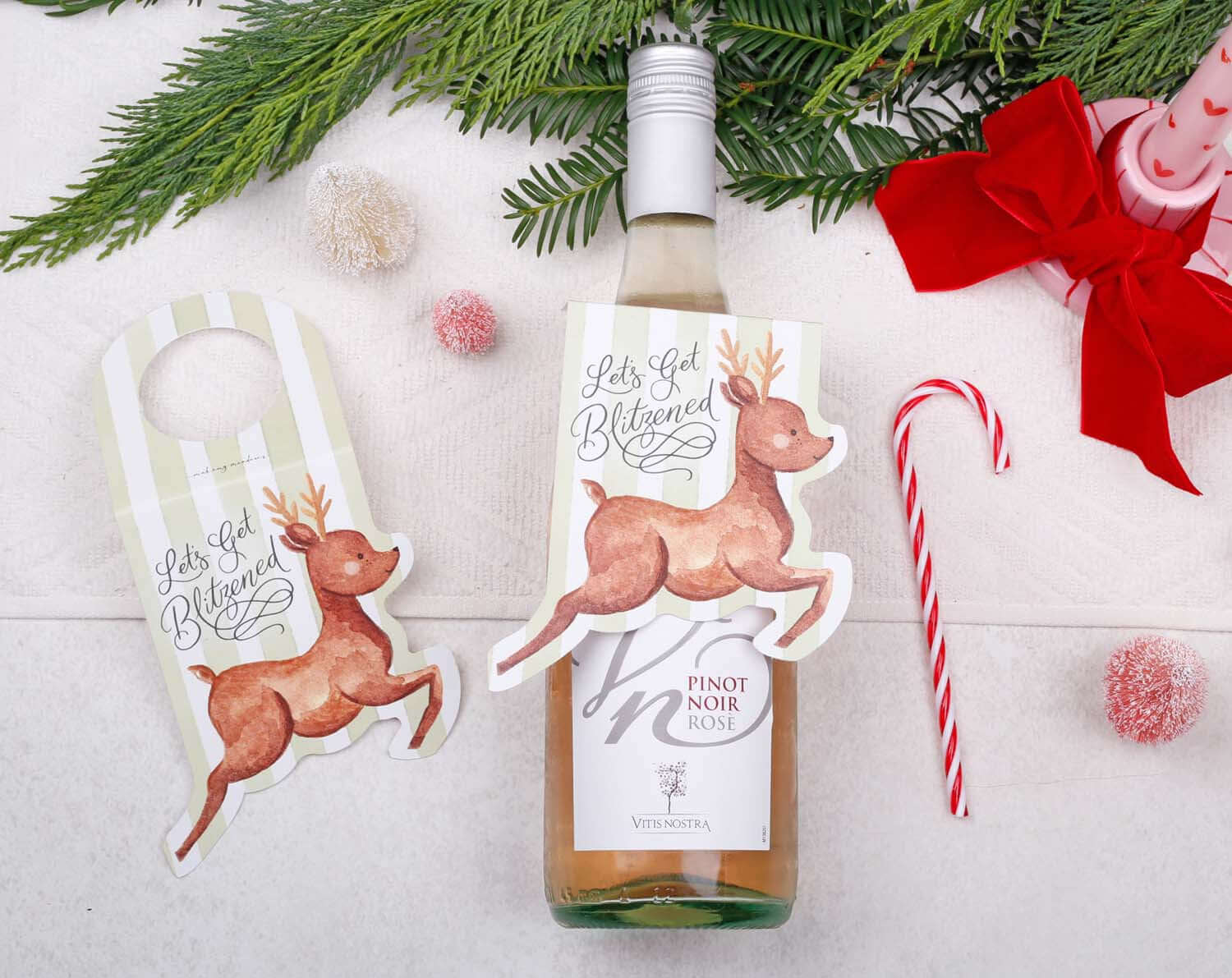 Reindeer Christmas Bottle Gift Tags designed by Making Meadows