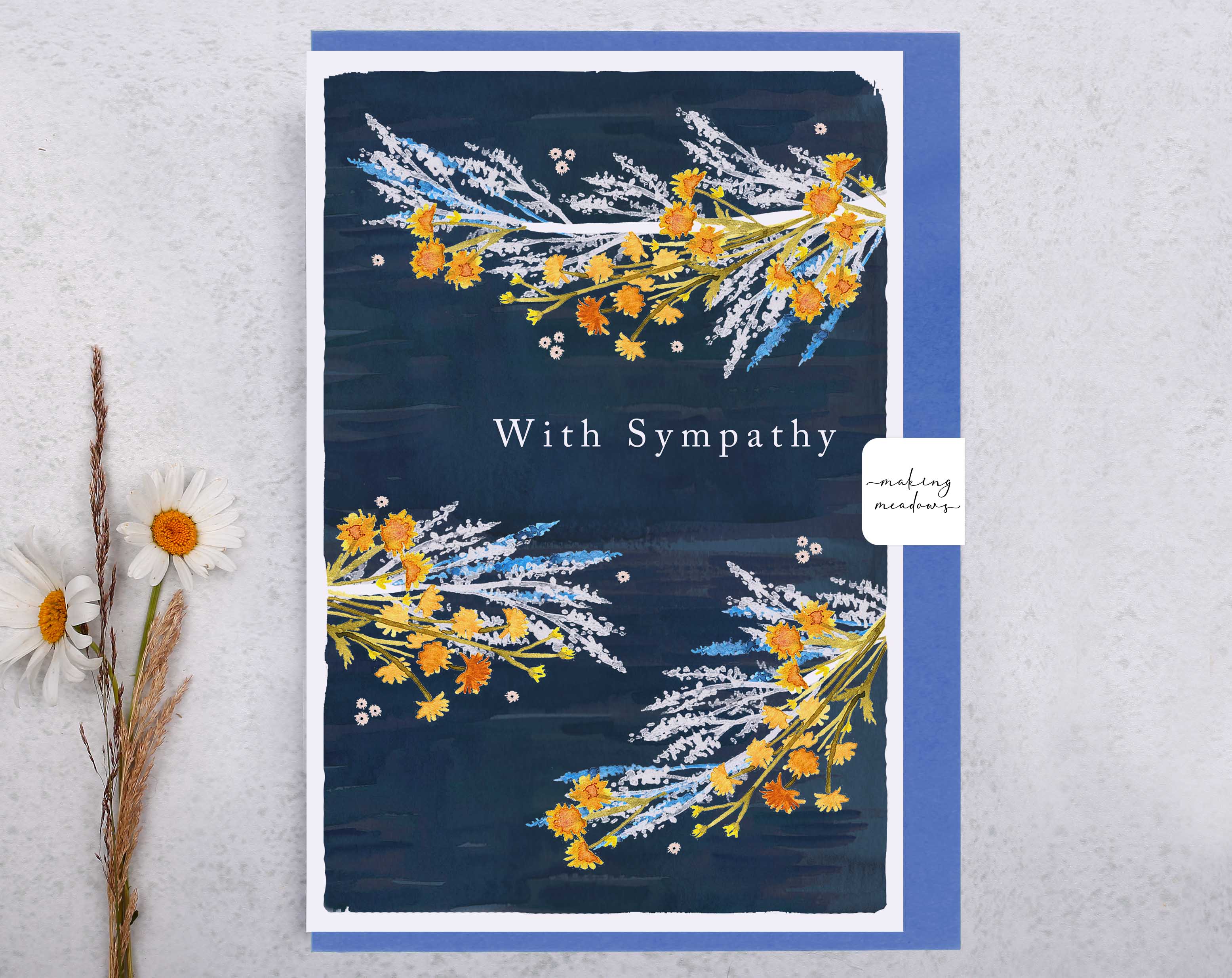 River Wey With Sympathy Floral Card. Greeting & Note Cards designed by Making Meadows
