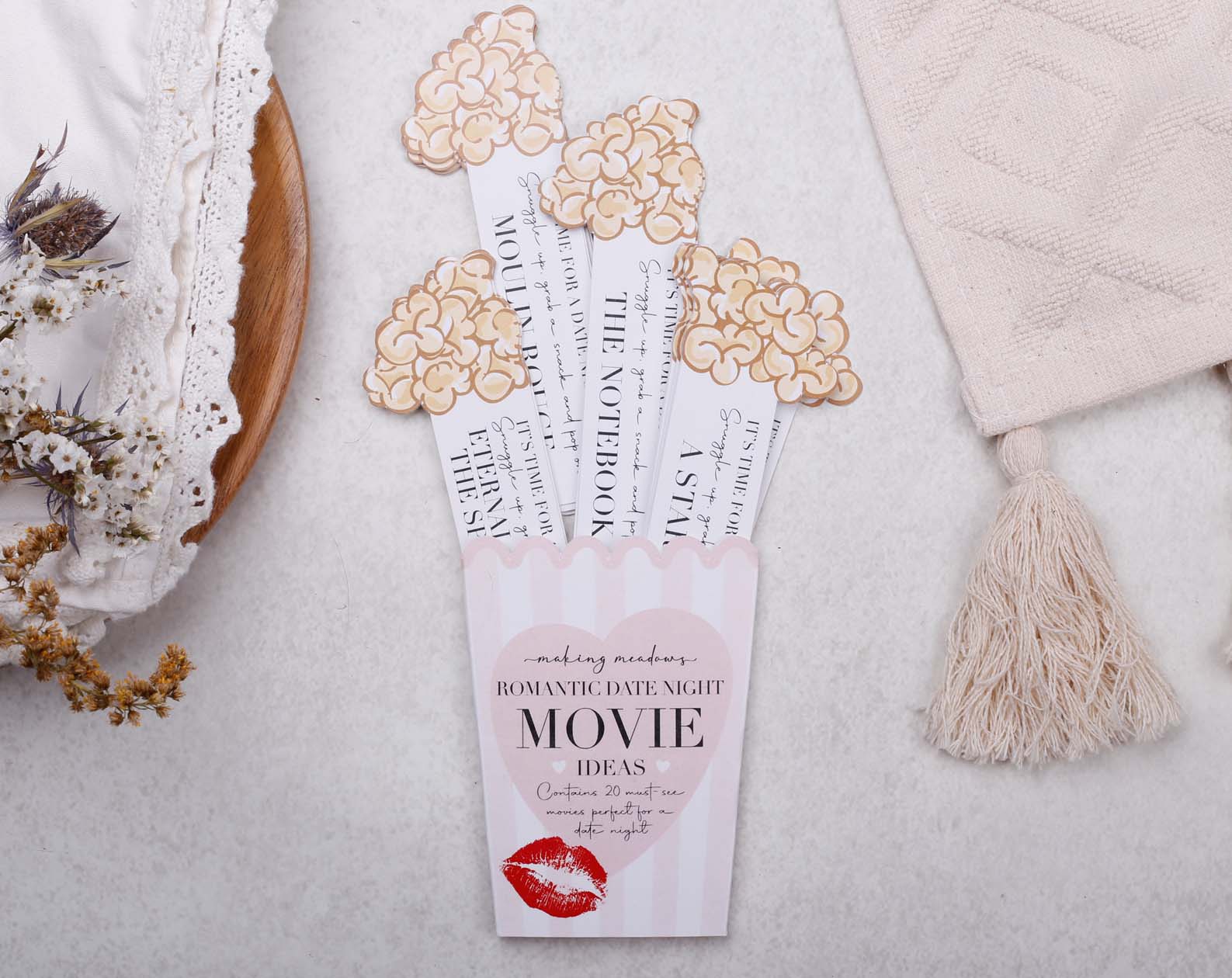 Romantic Movie Date Night Idea Cards. Stationery designed by Making Meadows