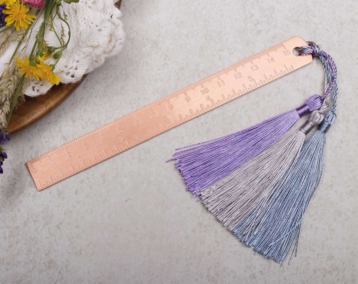 Rose Ruler Rose Gold Metal Ruler With Tassels | Desk Stationery