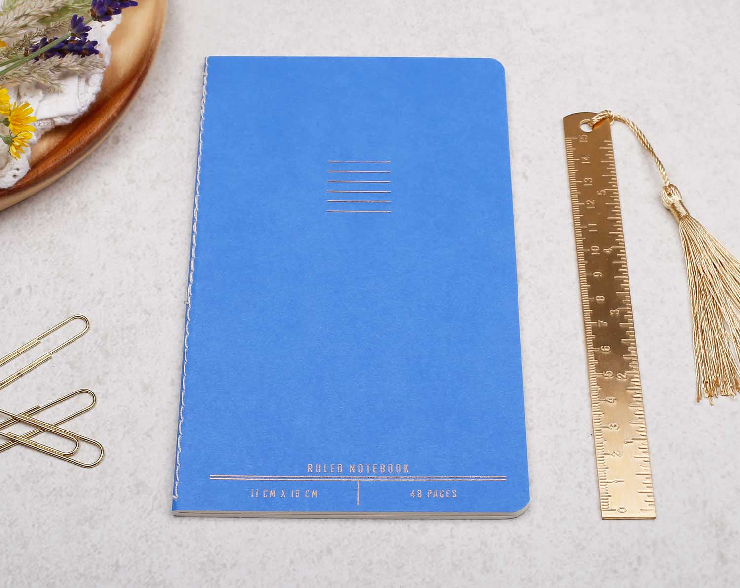 blue and gold foiled, pocket notebook