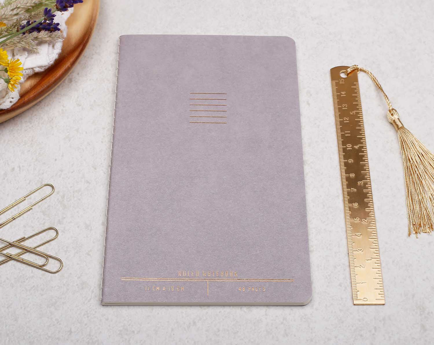 grey and gold foiled, pocket notebook