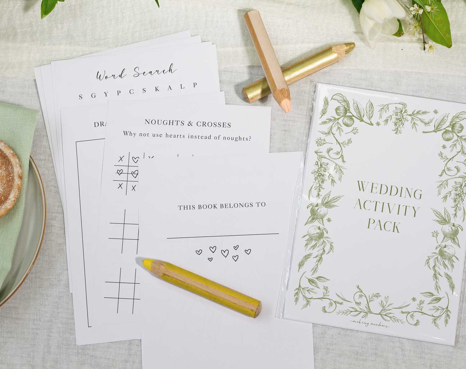 Sage Garden Wedding Kids Activity Pack with games and puzzles for children at weddings