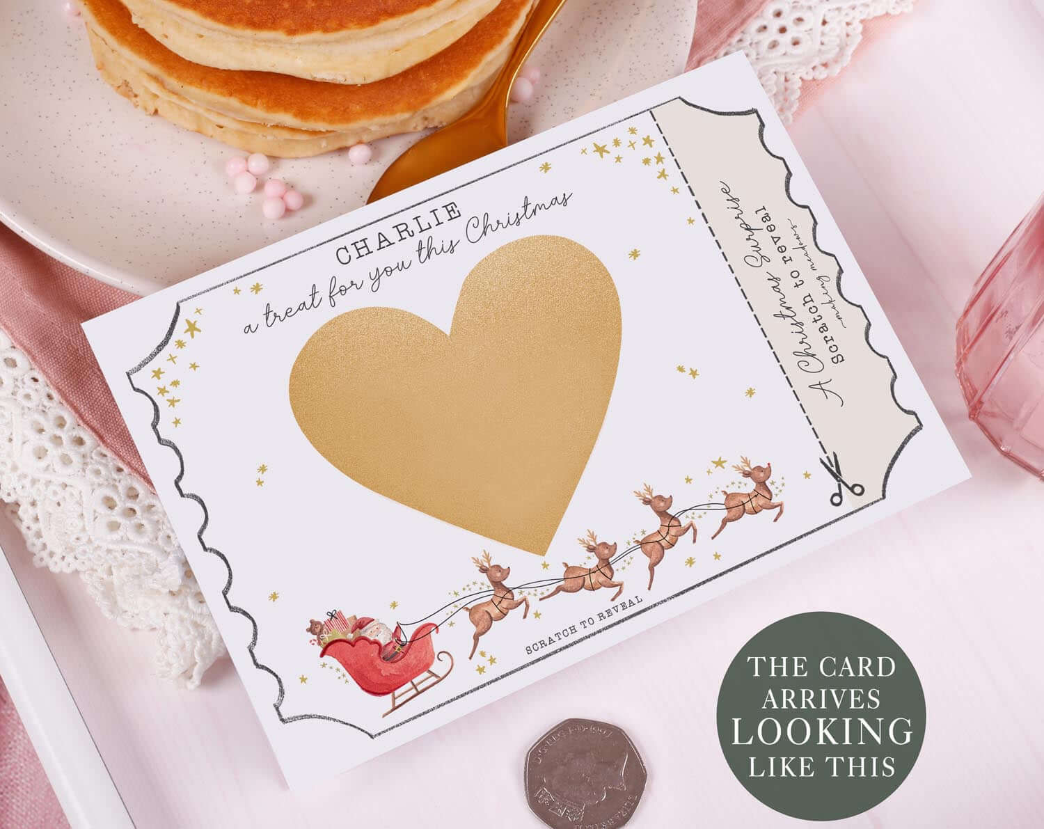 Santa Christmas Surprise Gift Reveal Scratch Card. Greeting & Note Cards designed by Making Meadows