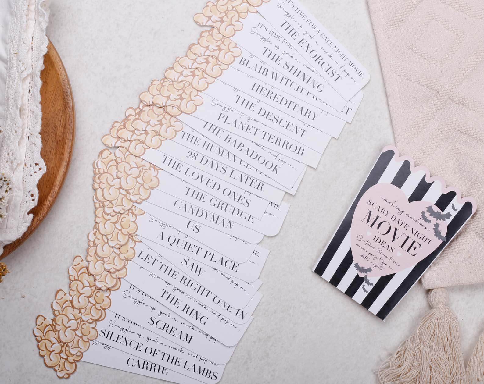 Scary Movie Date Night Idea Cards. Stationery designed by Making Meadows