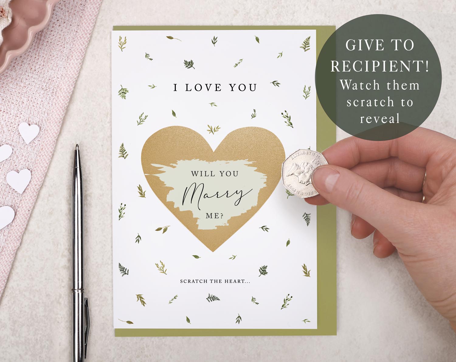 Green Botanical Will You Marry Me Card