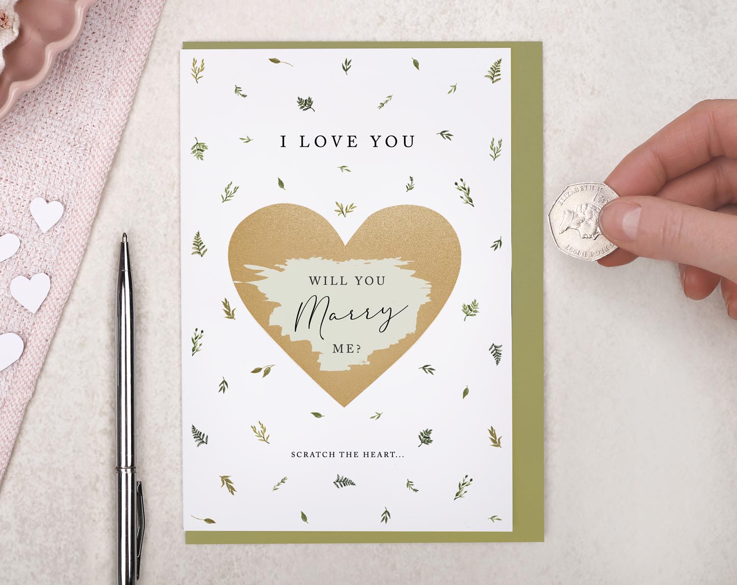 Green Botanical Will You Marry Me Card