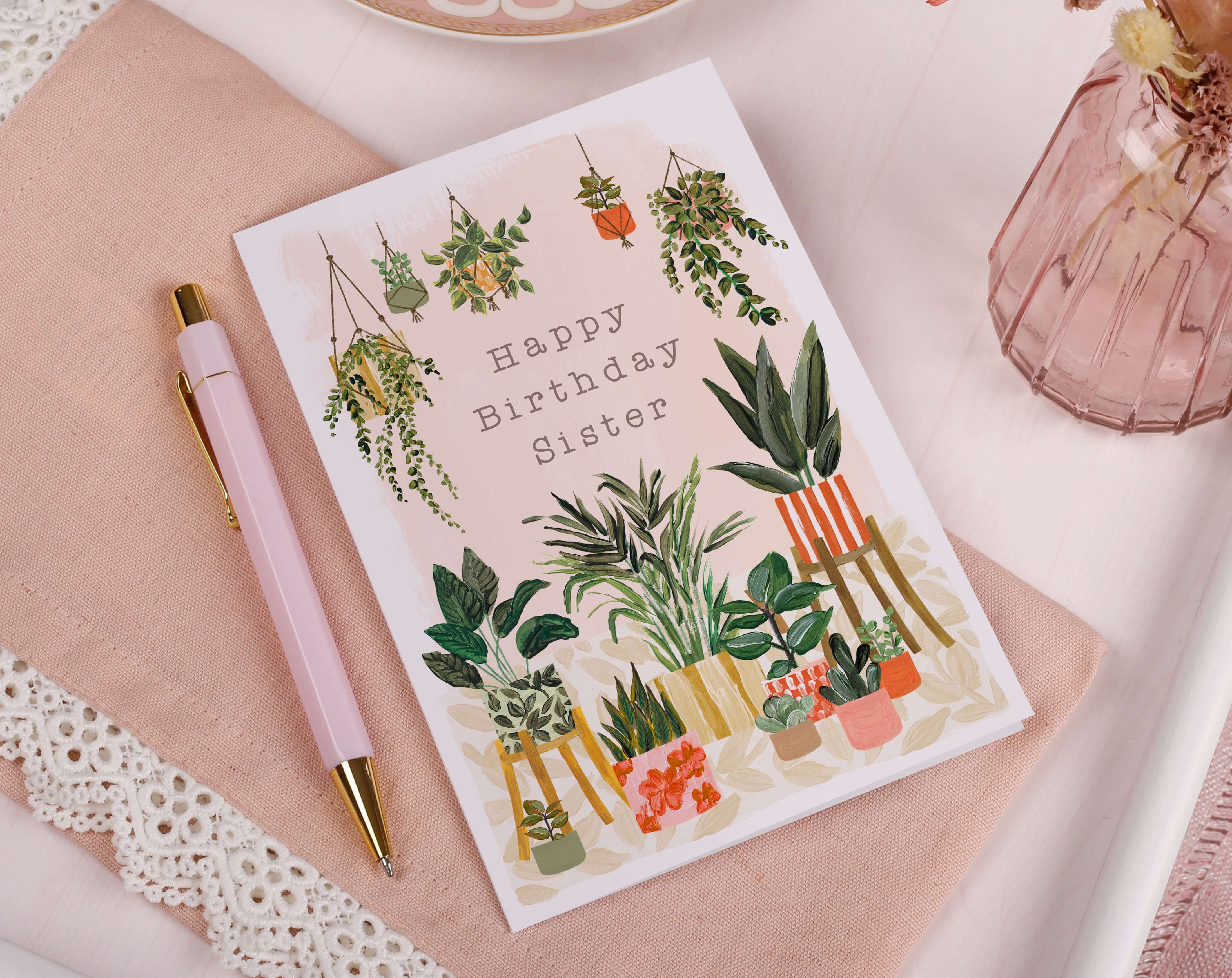 Sister House Plant Happy Birthday Card. Greeting & Note Cards designed by Making Meadows