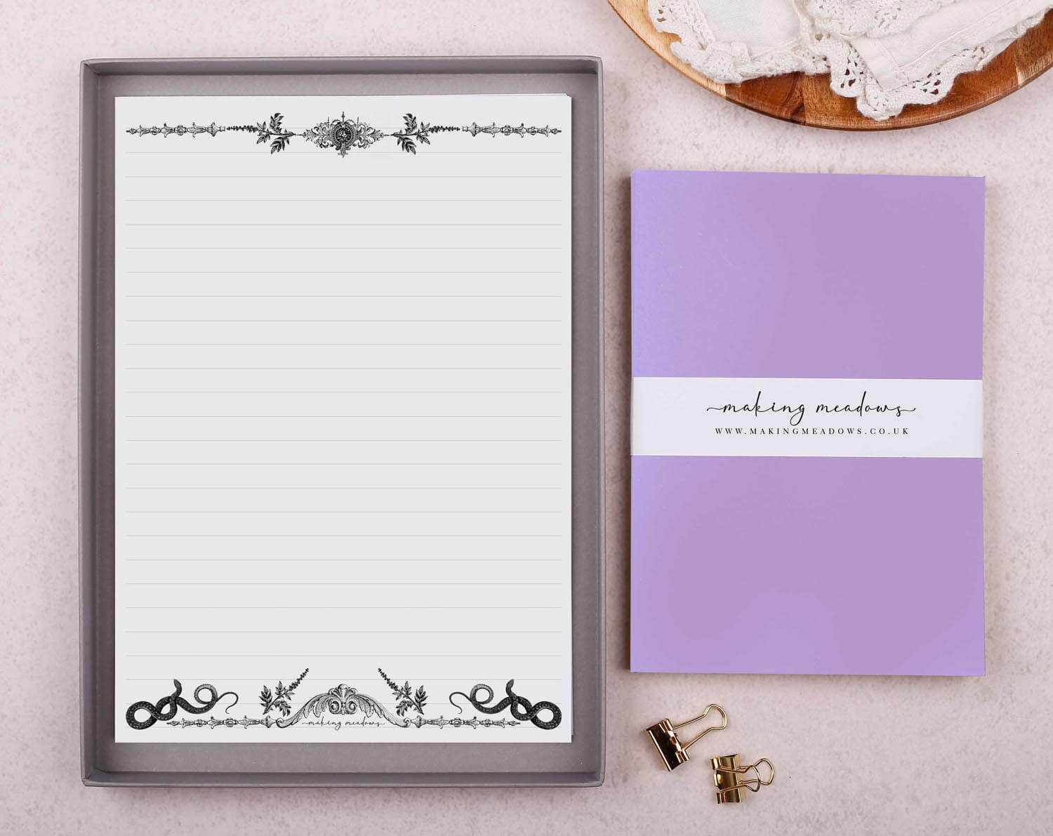 Spooky Gothic Writing Paper Gift Box. Stationery designed by Making Meadows