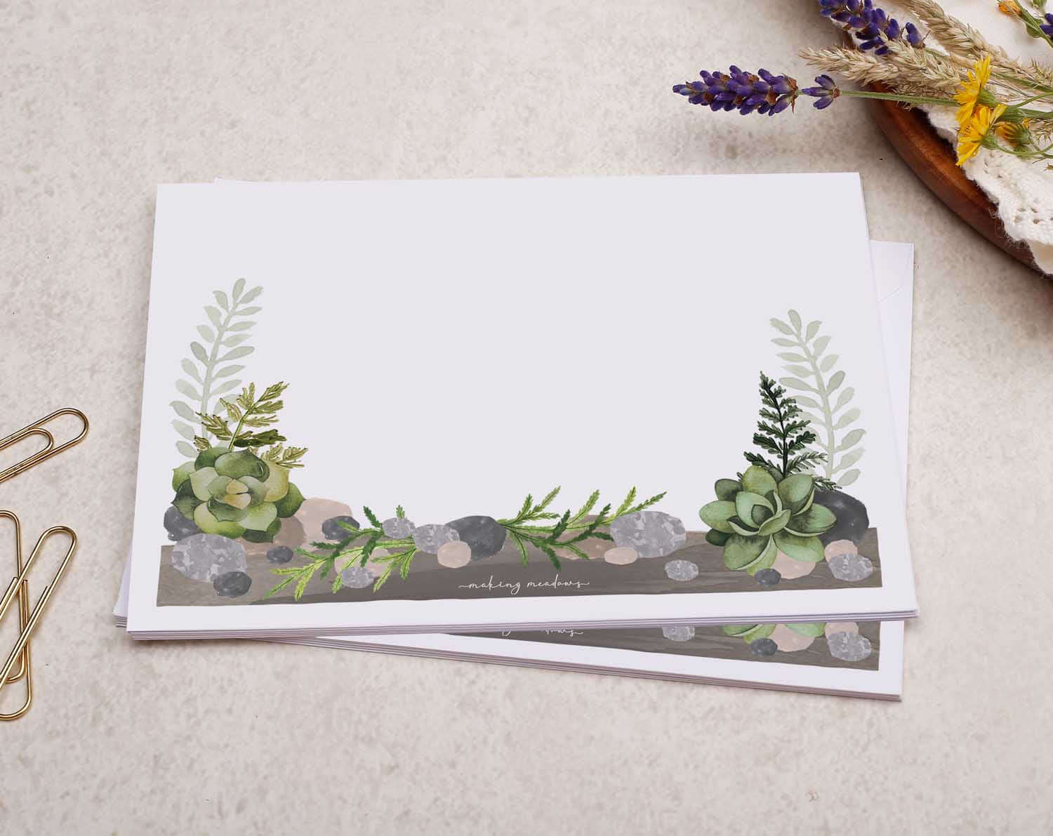 Terrarium A5 Writing Paper & Envelope Set. Stationery designed by Making Meadows