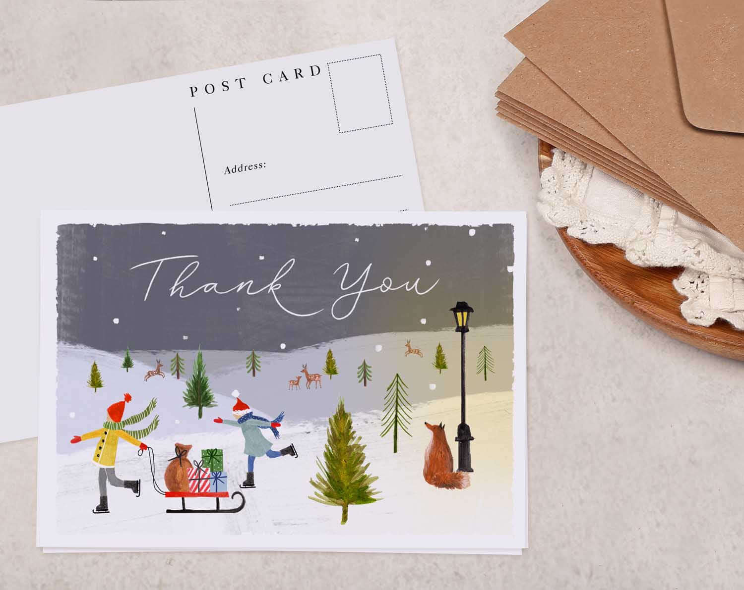 Thank You Christmas Postcard. Post Cards designed by Making Meadows