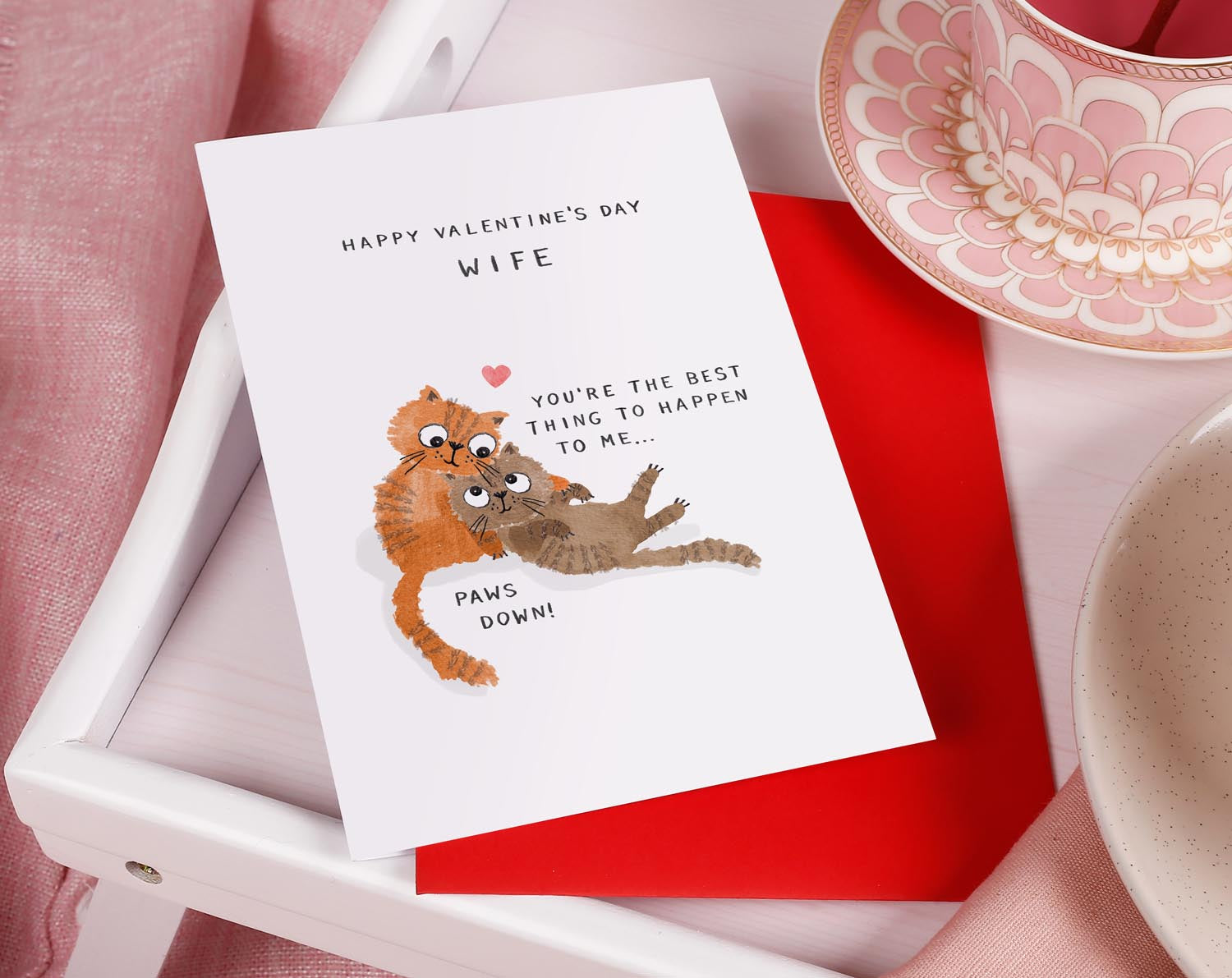 Cats Cuddling Wife Valentine Card