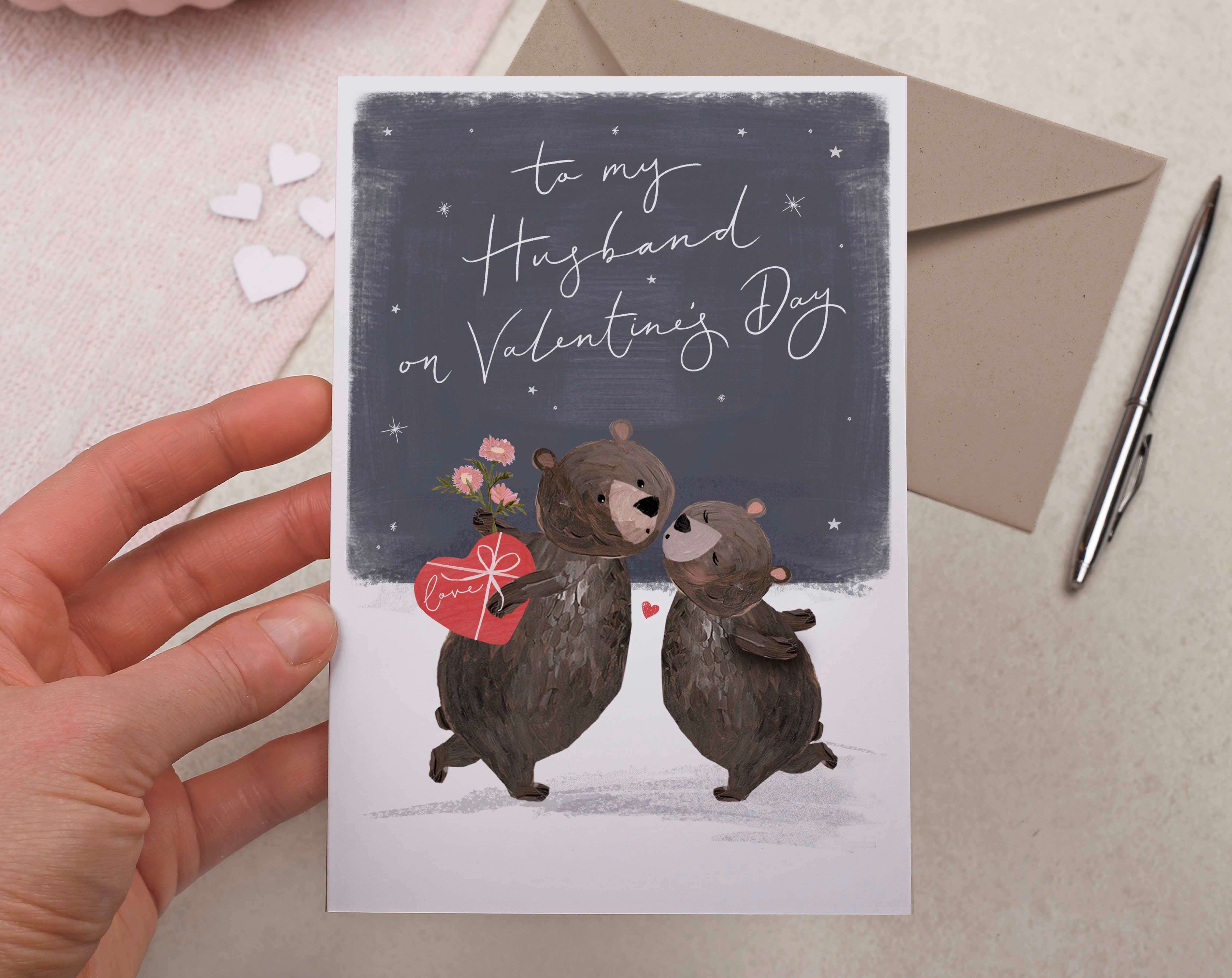bears kissing valentine card for husband