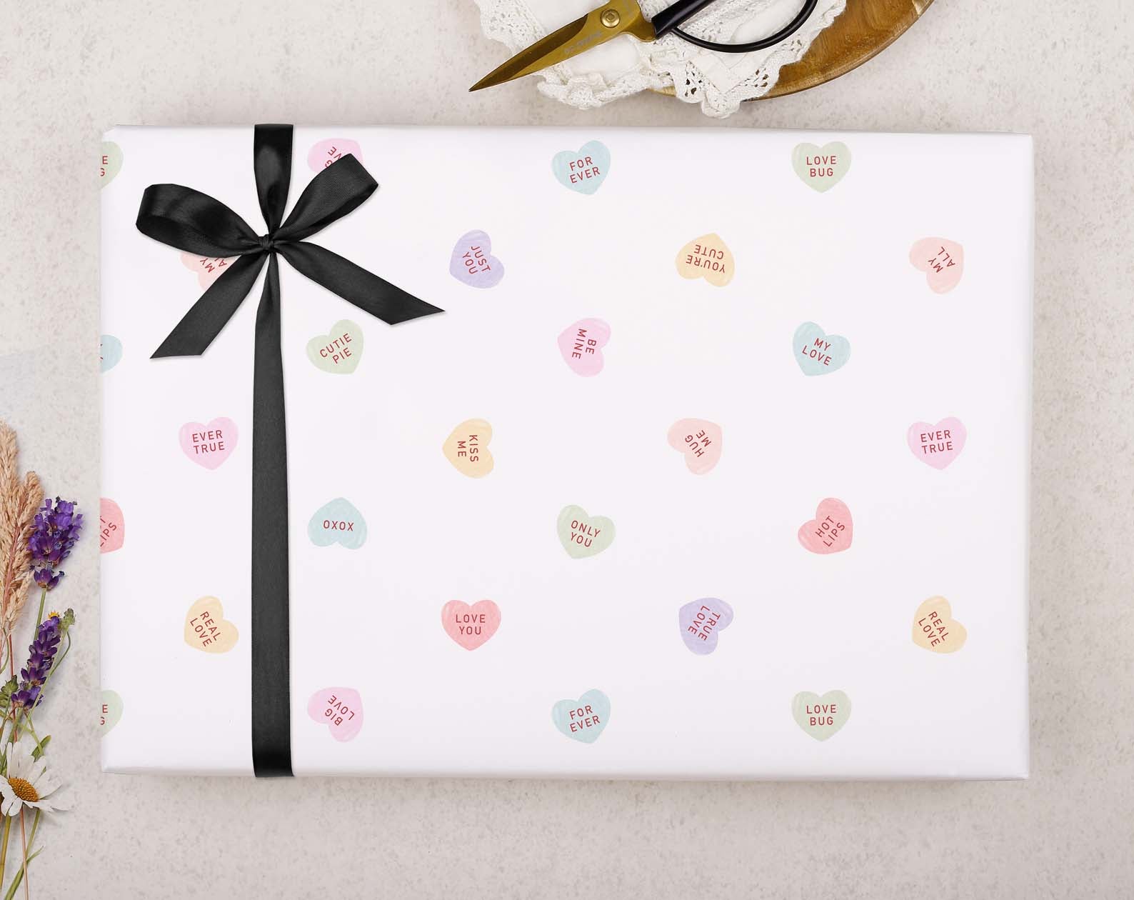 Love Heart Valentine Wrapping Paper