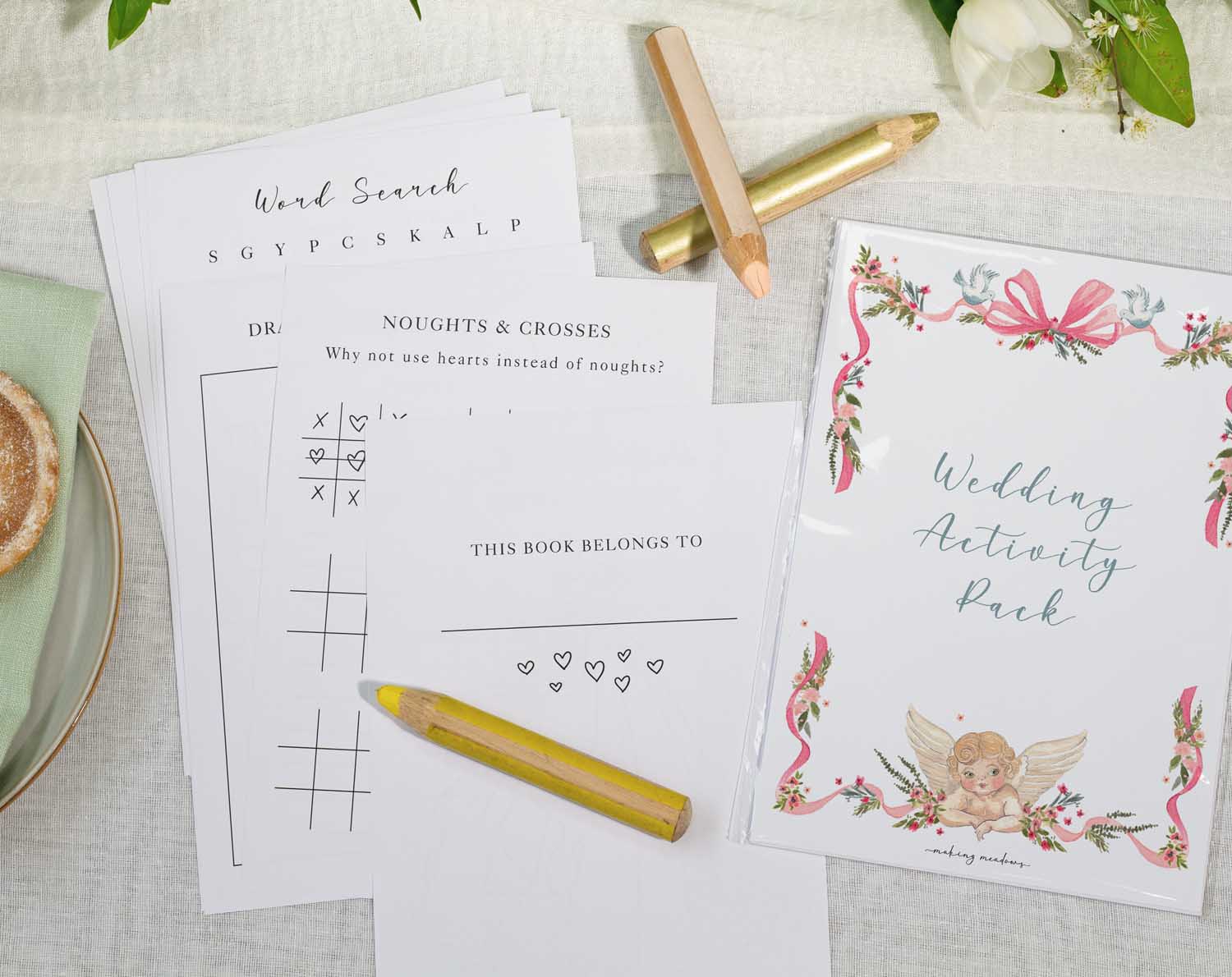 Vintage Wedding Kids Activity Pack featuring games and coloring sheets for children at weddings.