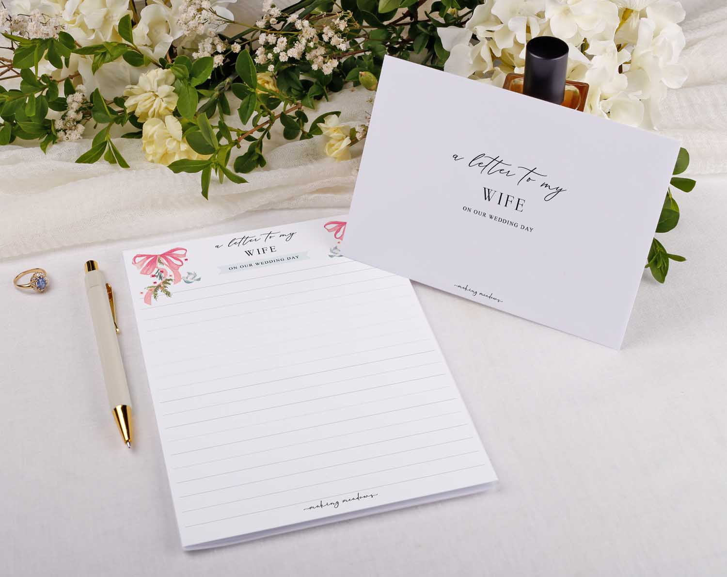 Vintage Wedding Letter to My Wife kit including writing paper and envelope for meaningful moments.