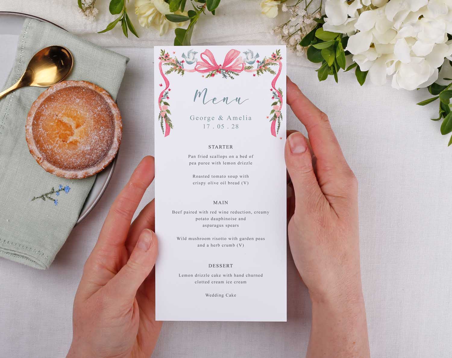Elegant Vintage Wedding Menus with 1950's inspired vintage design.