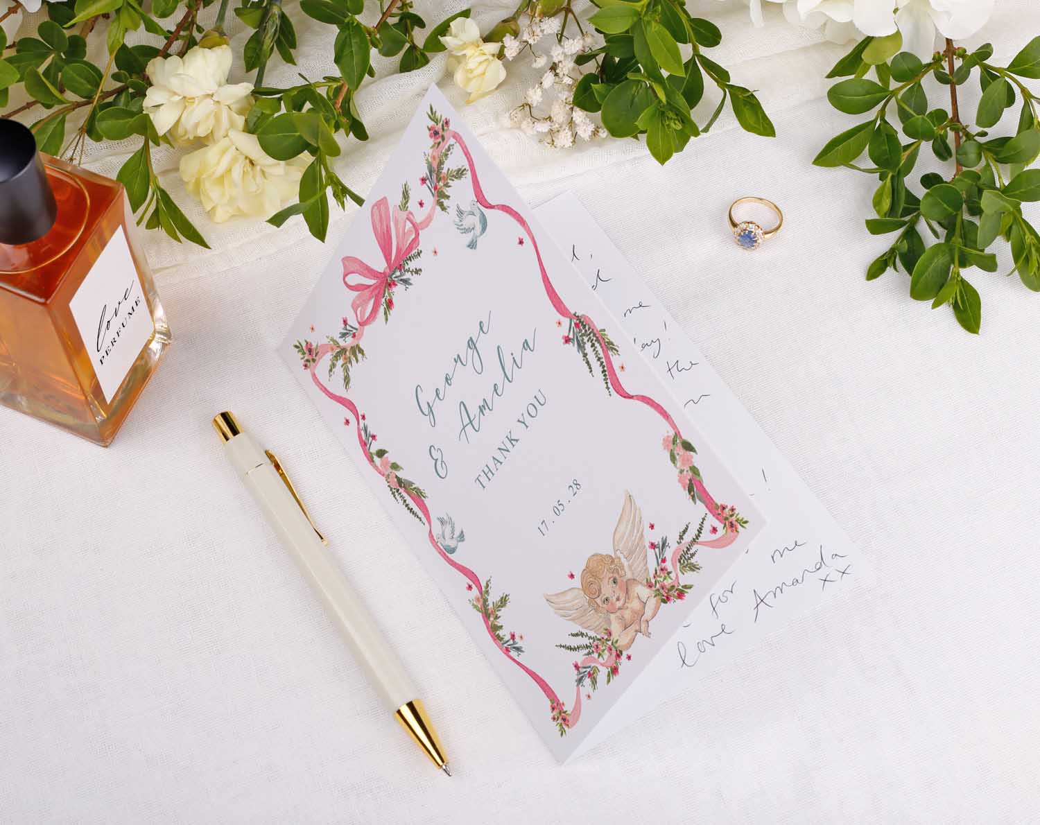 Vintage Wedding Thank You Cards featuring floral design and elegant script with a thoughtful message.
