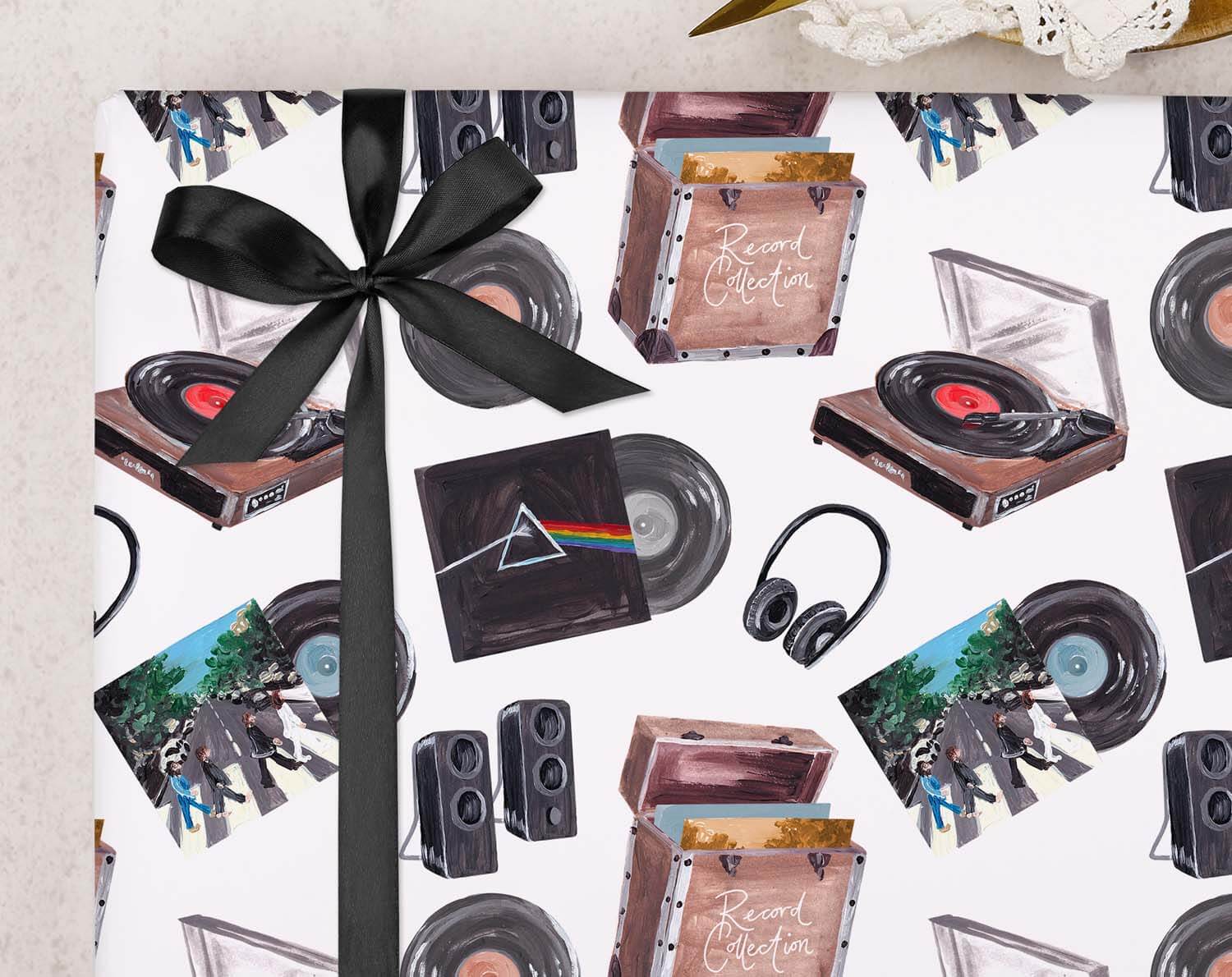 Vinyl Record Player Wrapping Paper. Wrapping Paper designed by Making Meadows