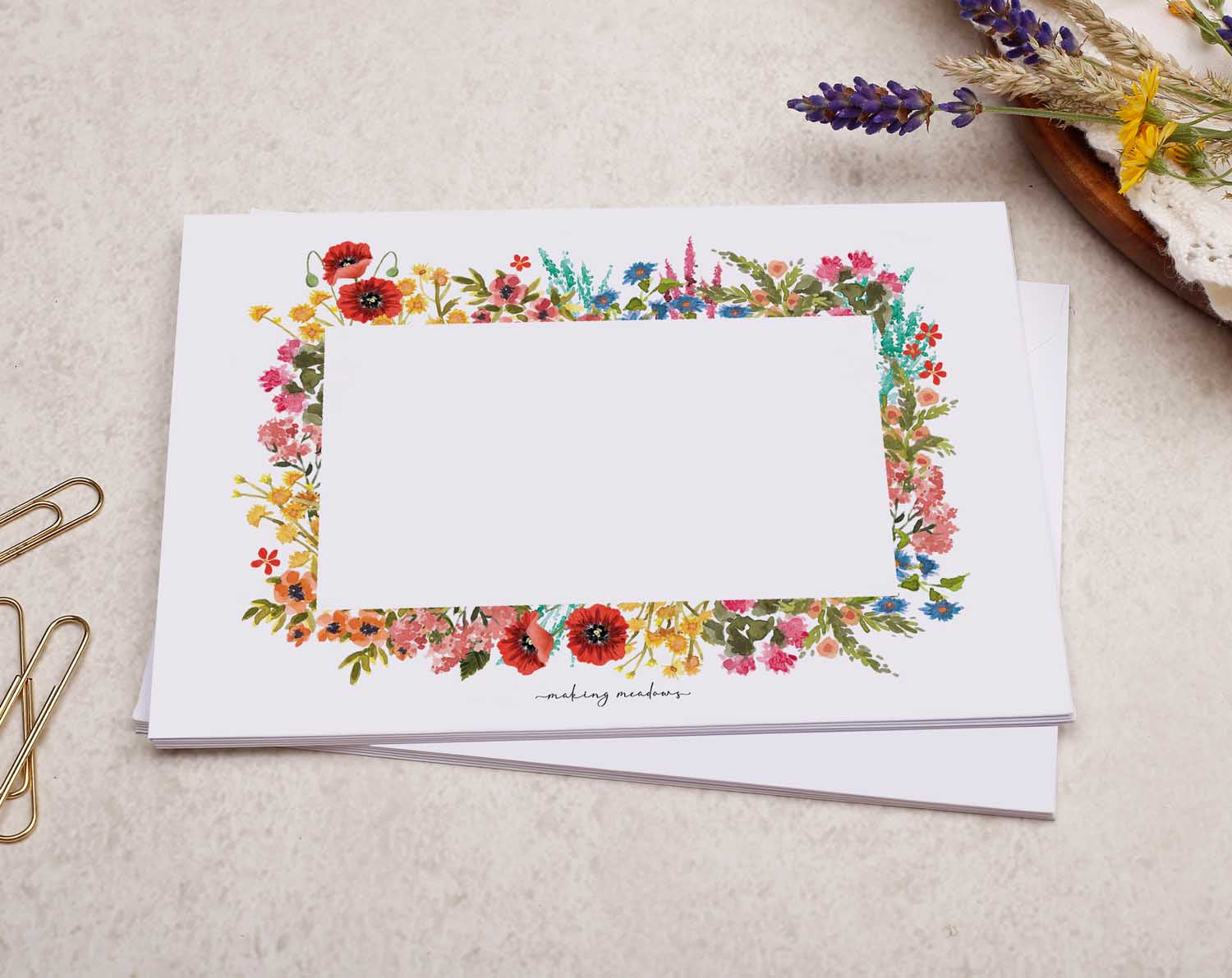 Wild Flowers A5 Writing Paper & Envelope Set. Stationery designed by Making Meadows