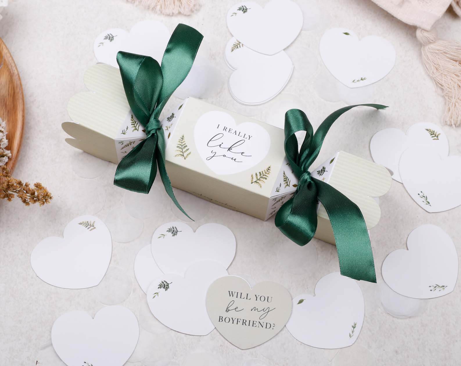 Will You Be My Boyfriend Surprise Botanical Cracker. Stationery designed by Making Meadows