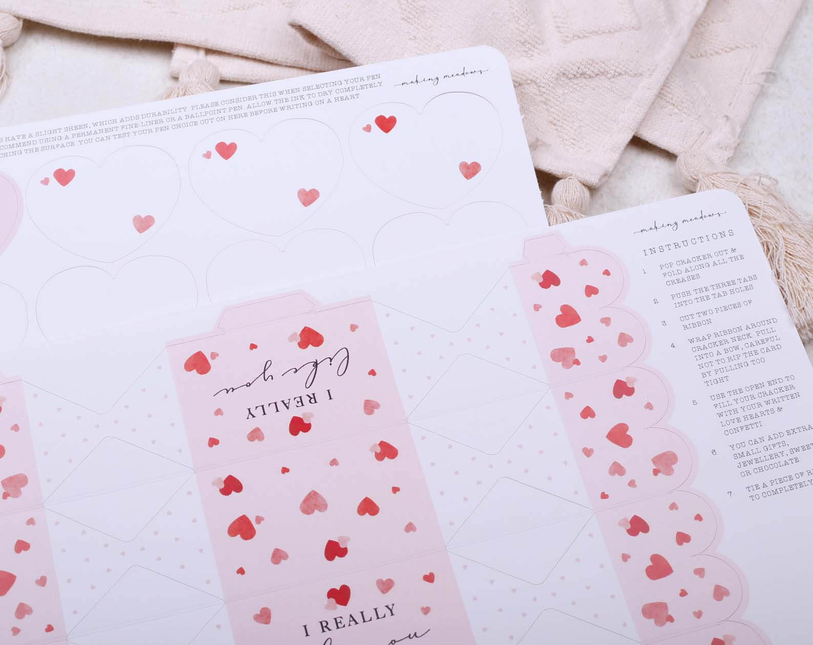 Will You Be My Girlfriend Surprise Pink Cracker. Stationery designed by Making Meadows