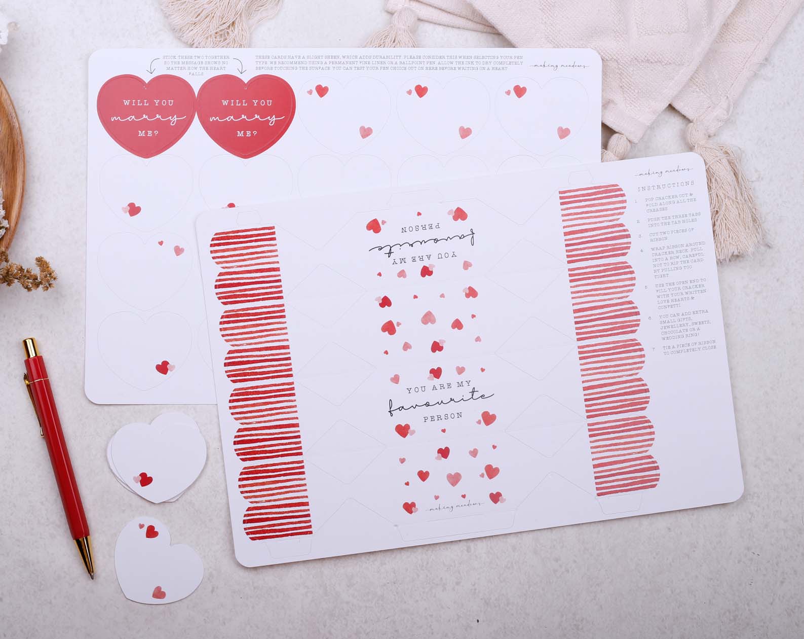 Will You Marry Me Surprise Red Cracker. Stationery designed by Making Meadows