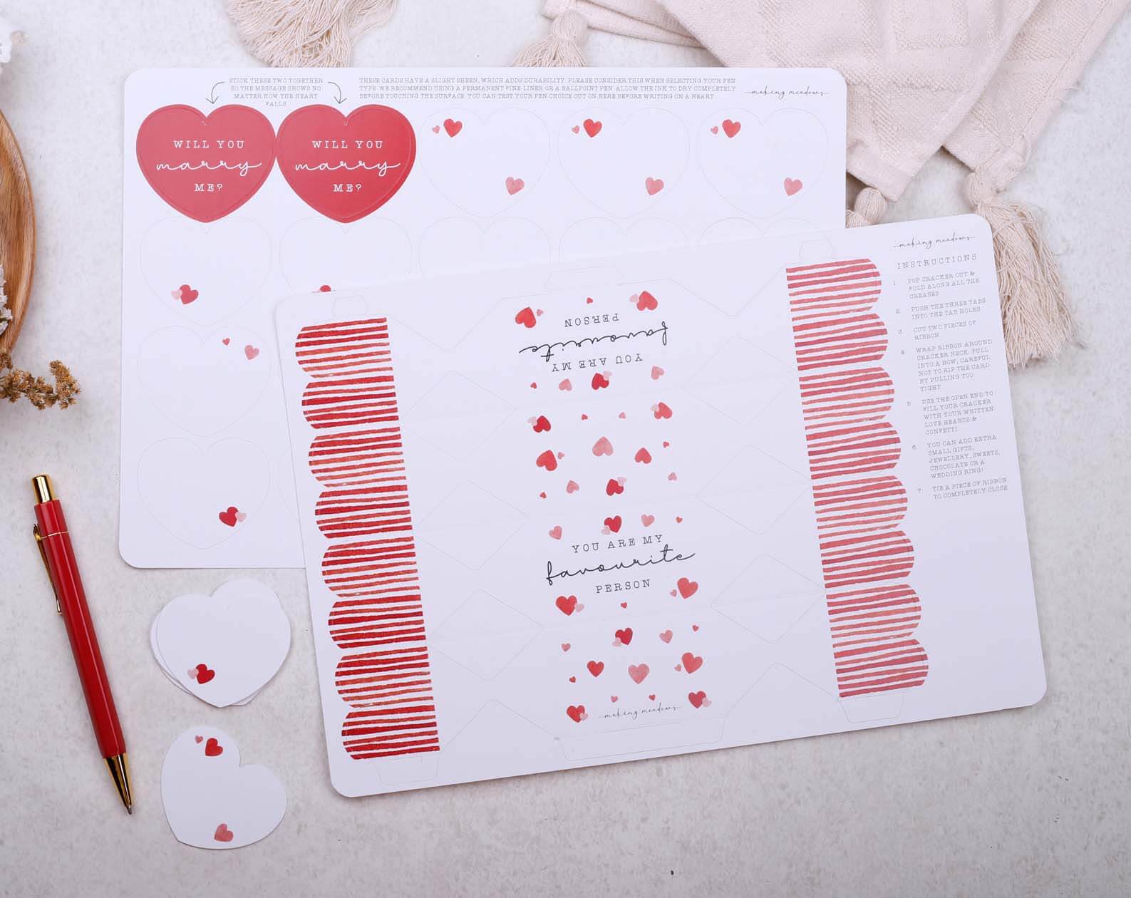 Will You Marry Me Surprise Red Cracker. Stationery designed by Making Meadows
