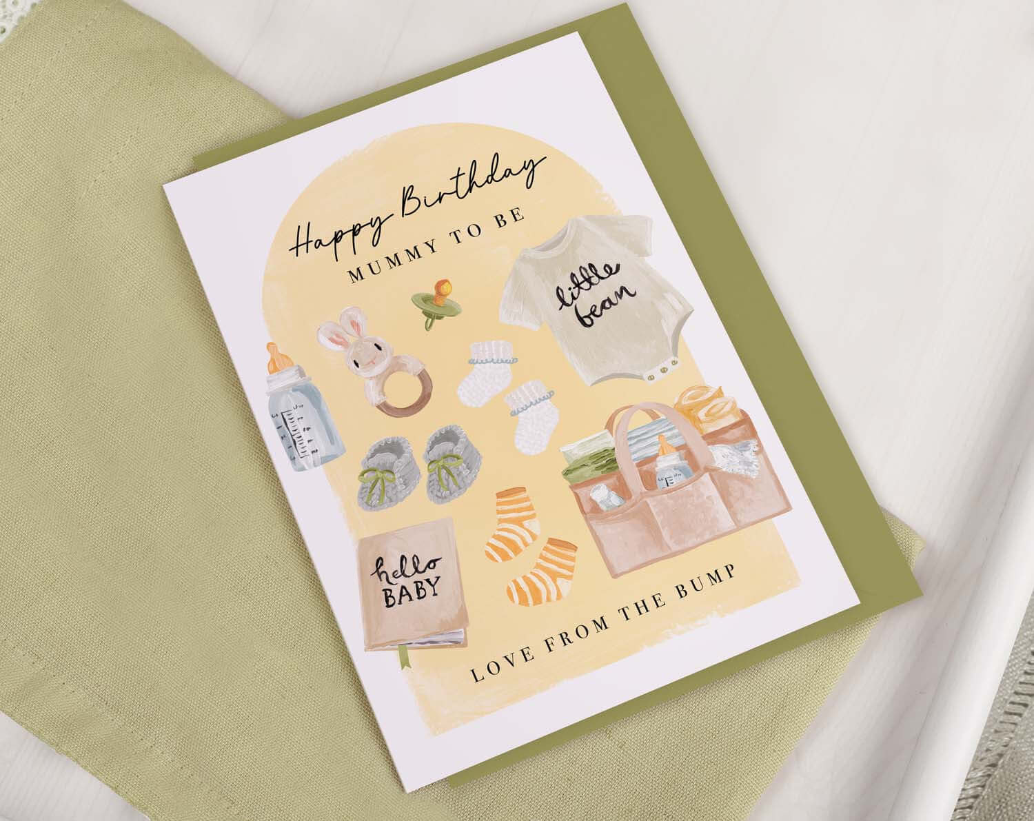 Yellow Baby Bump Birthday Card For Mummy. Greeting & Note Cards designed by Making Meadows