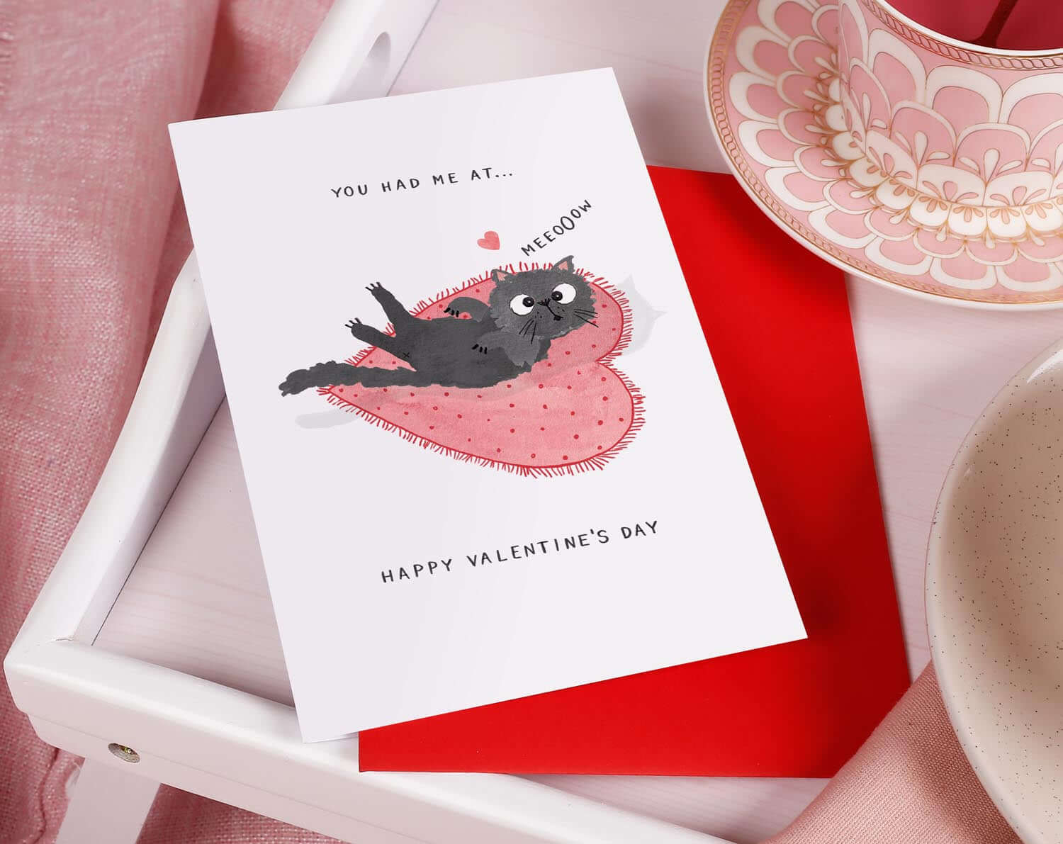 You Had Me At Meow, Black Cat Valentine Card. Greeting & Note Cards designed by Making Meadows