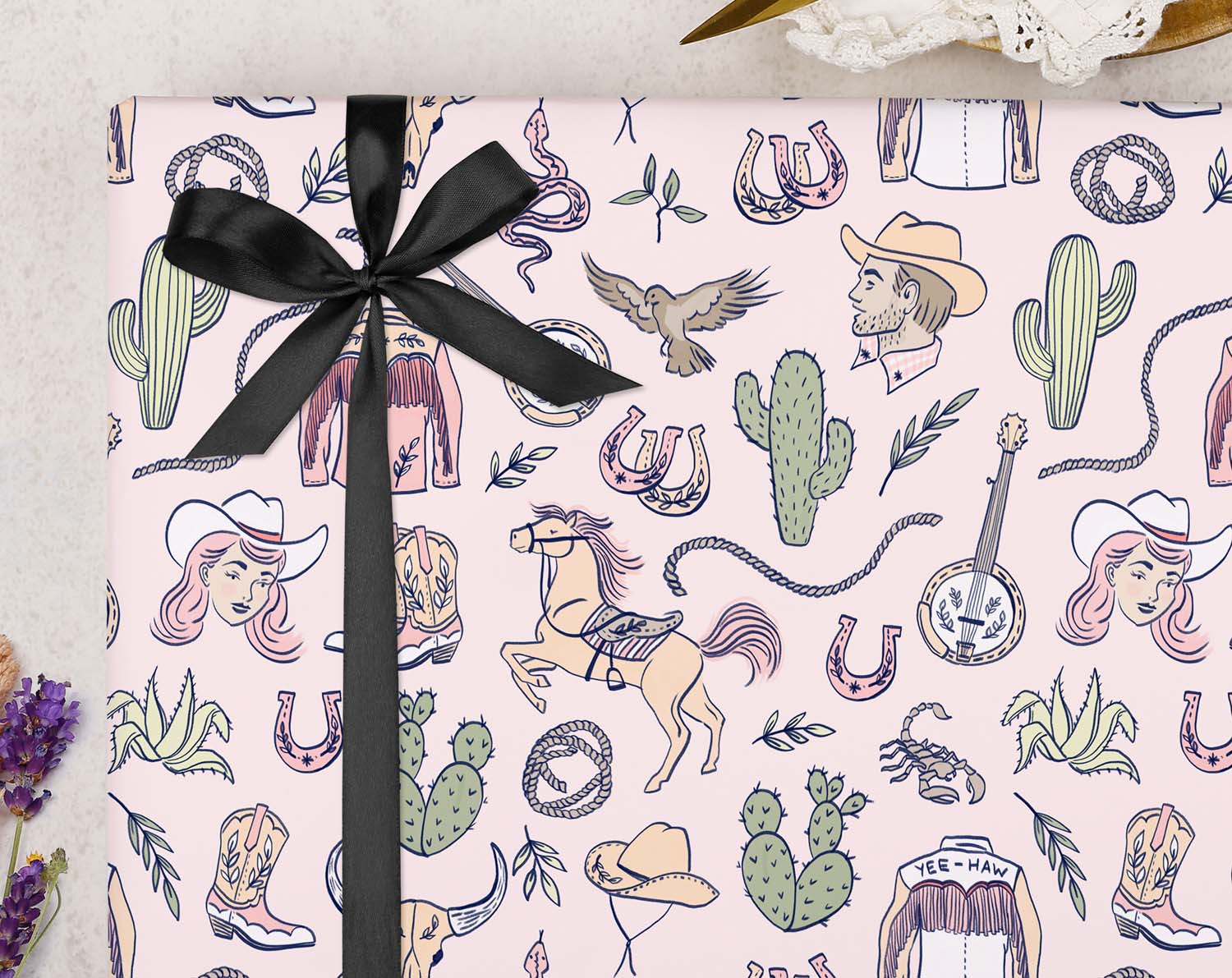 Rodeo Cowgirl Pink Wrapping Paper