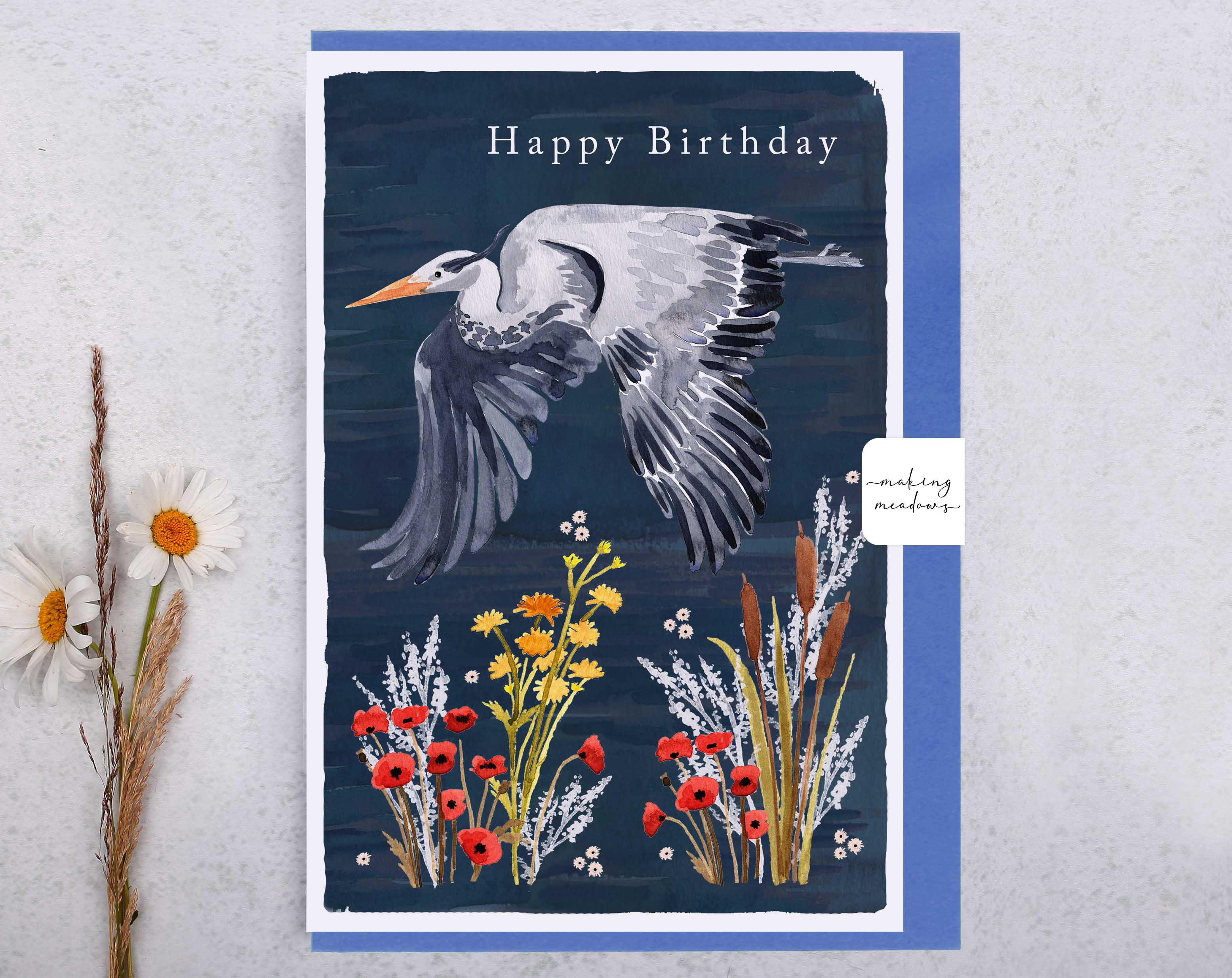 River Wey Happy Birthday Heron Card