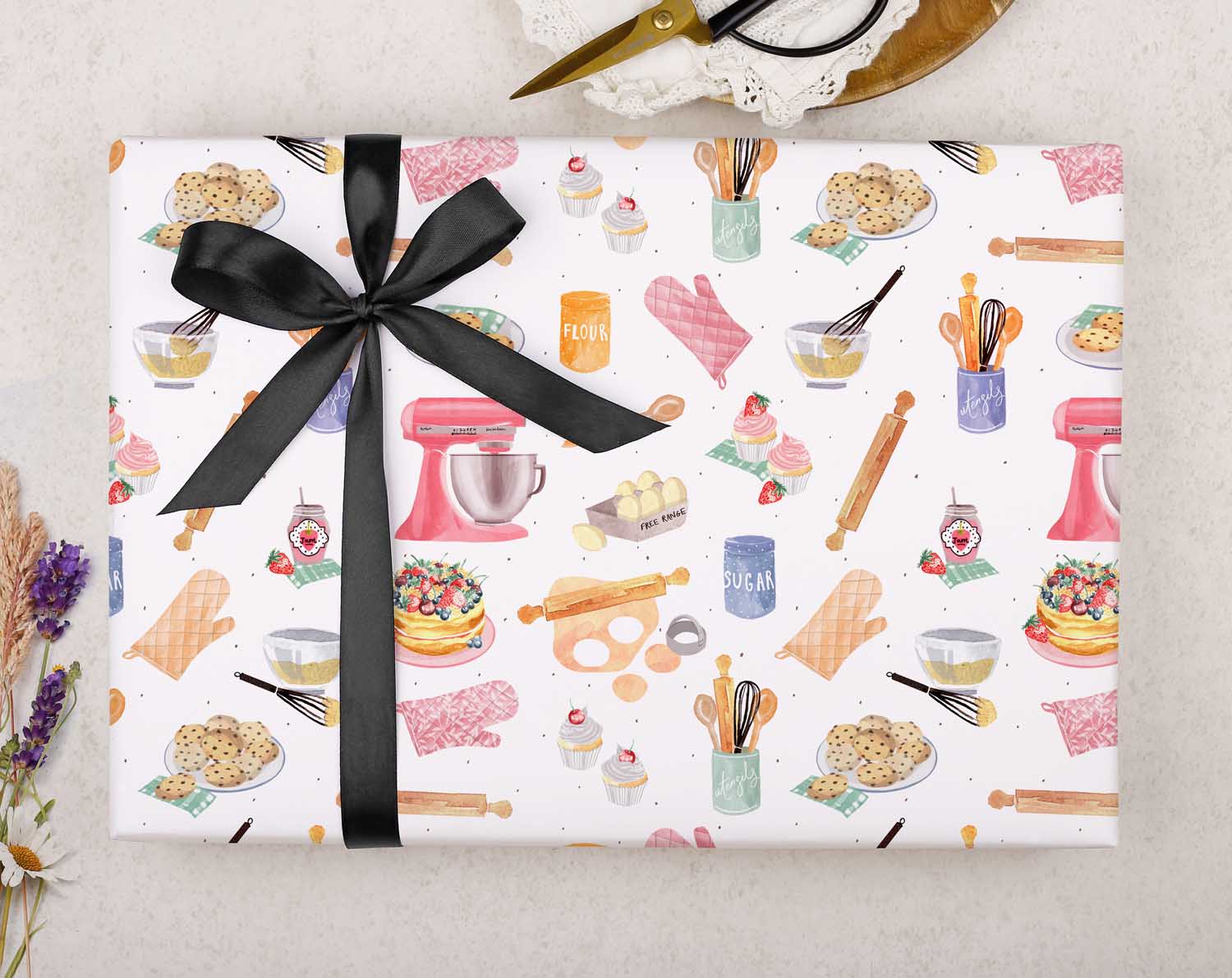 Watercolour Cake Baking Wrapping Paper for Her
