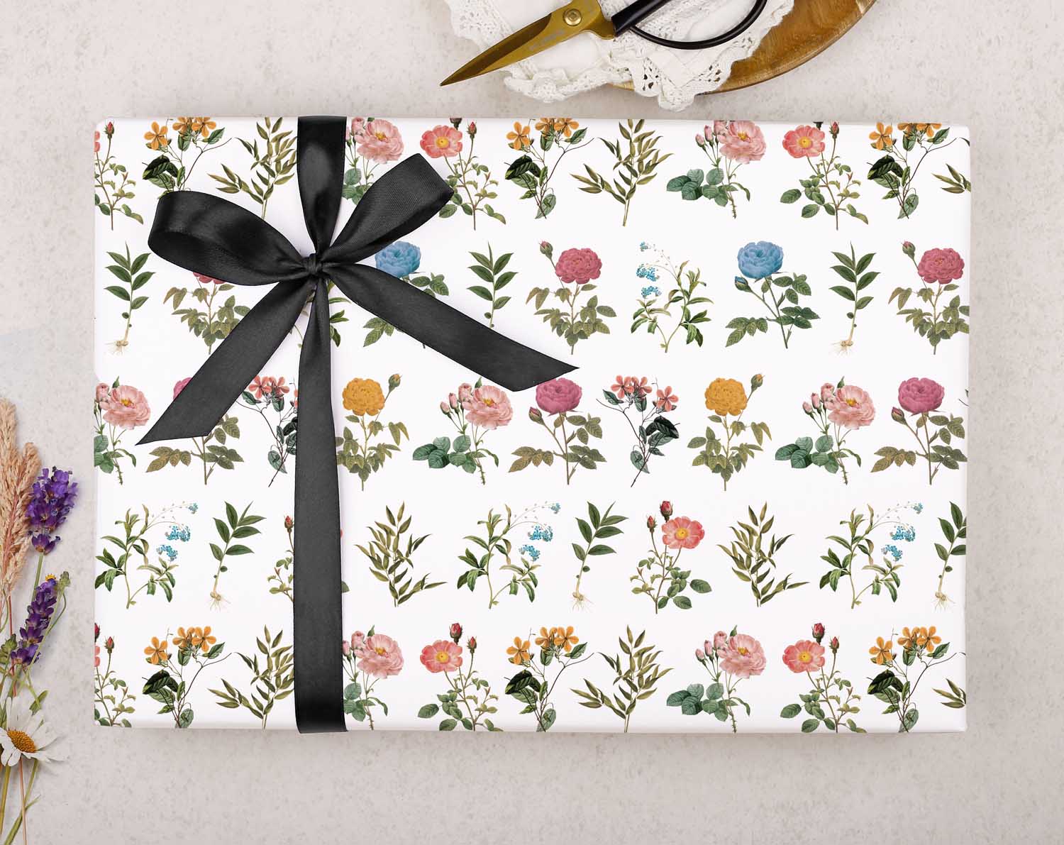 white Floral Wrapping Paper for Her