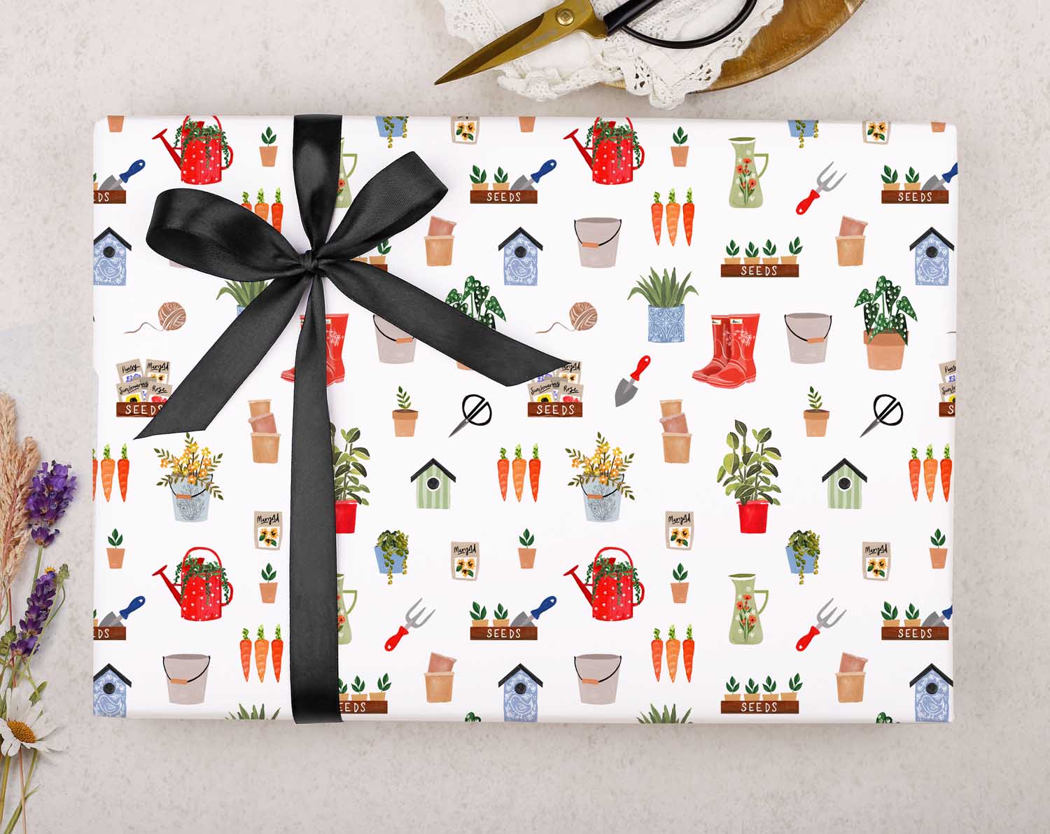 Watercolour Floral Gardening Wrapping Paper for Her