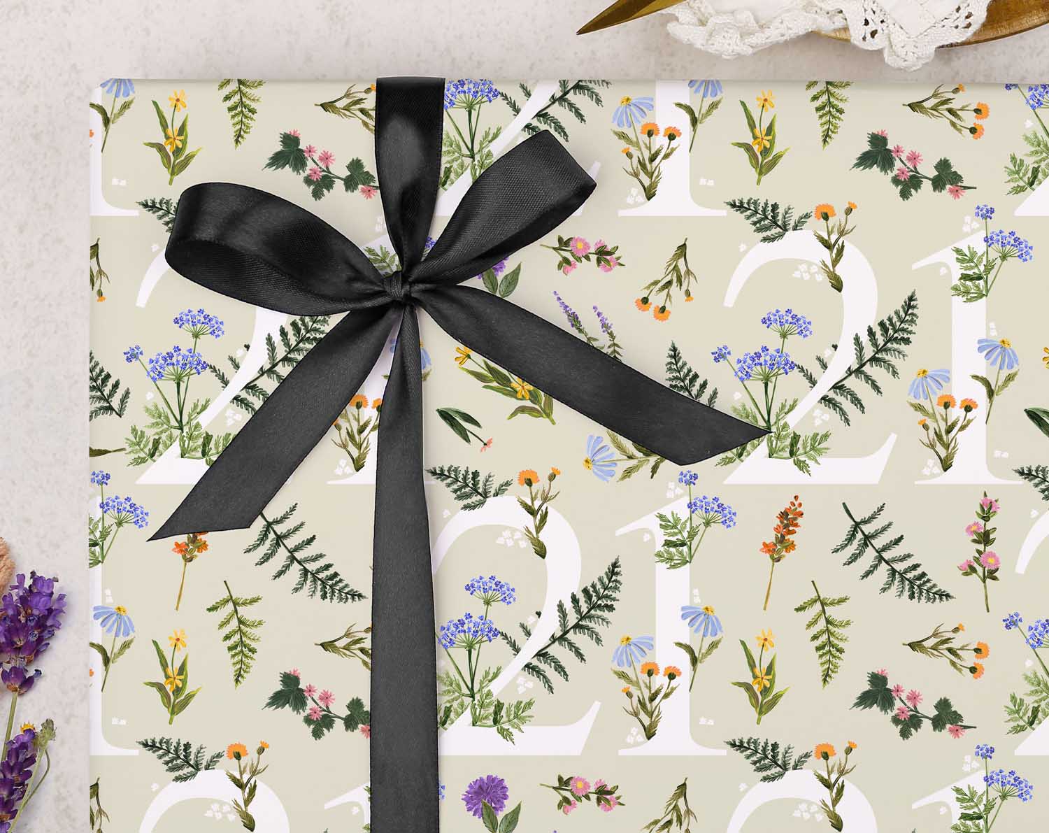 Floral Milestone 21st Birthday Wrapping Paper for Her