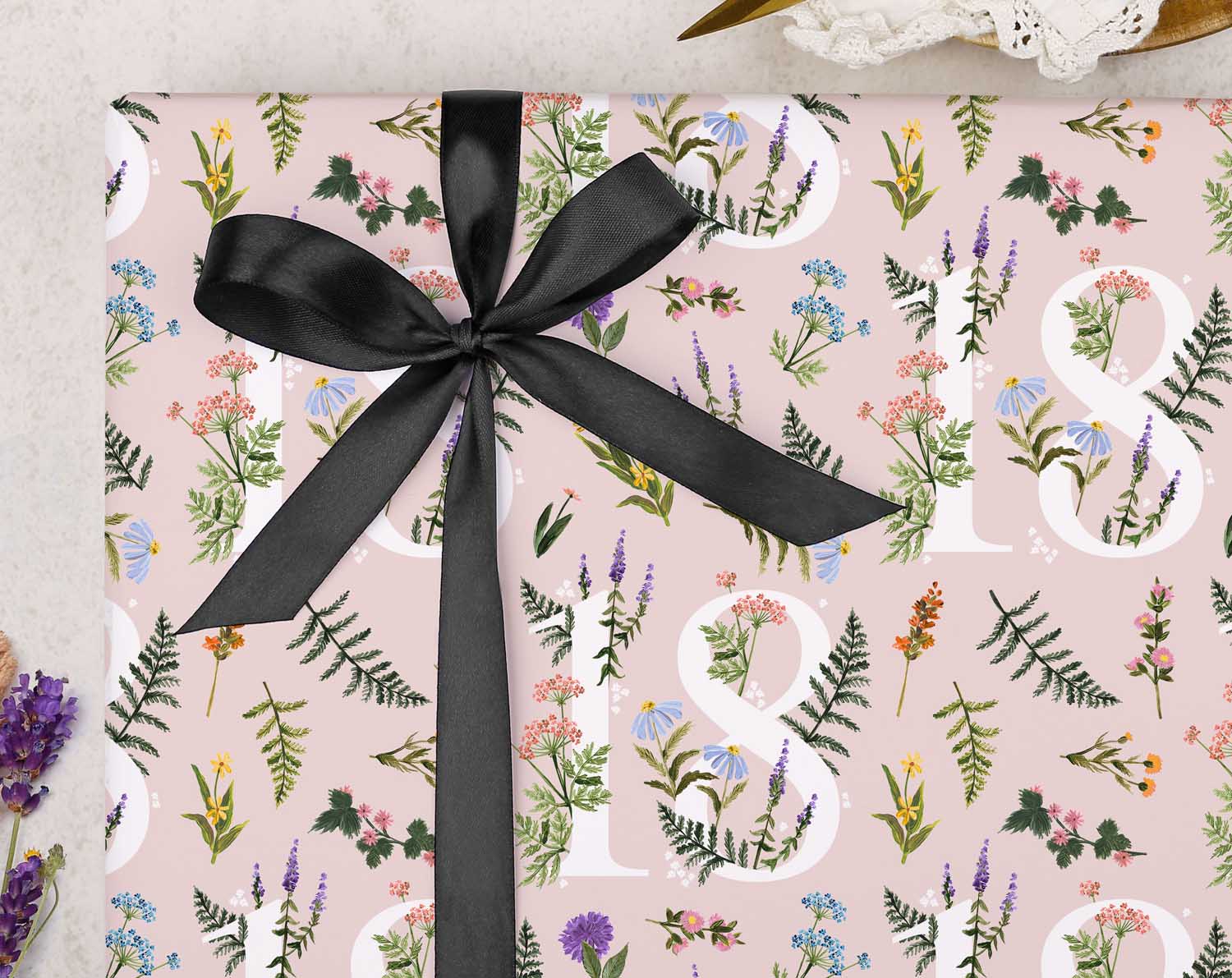 Floral Milestone 18th Birthday Wrapping Paper for Her
