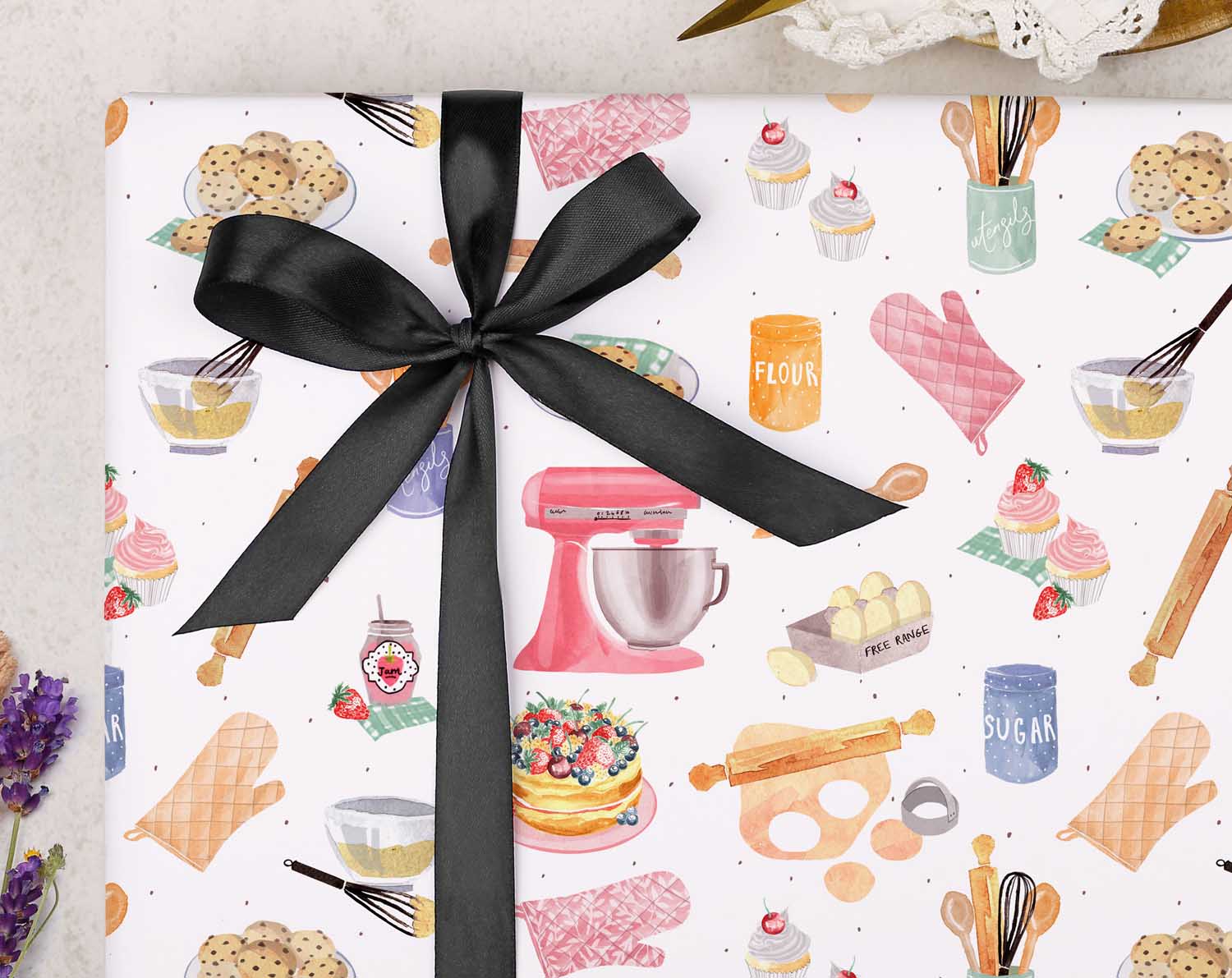 Watercolour Cake Baking Wrapping Paper for Her
