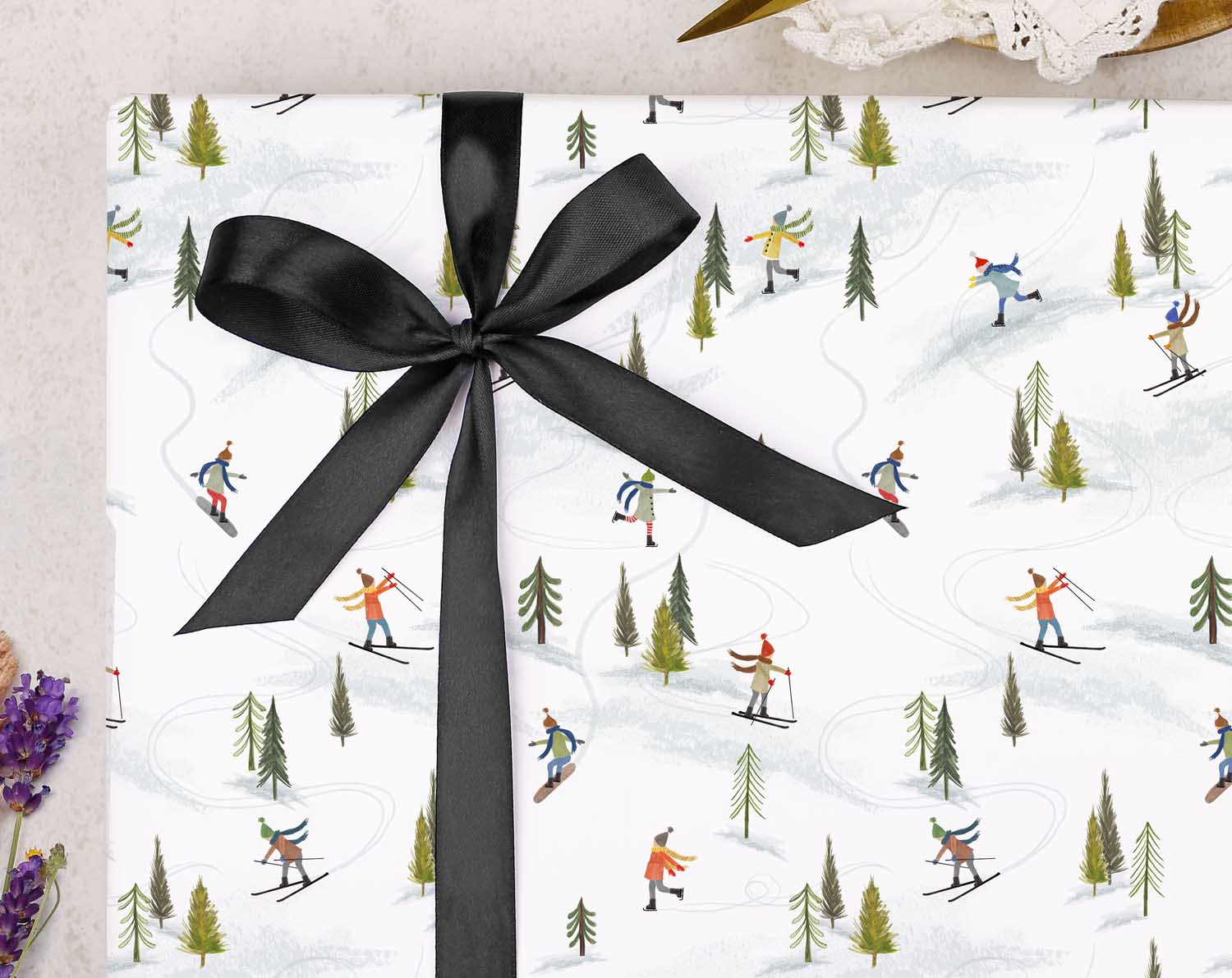 Christmas ski slope Wrapping Paper