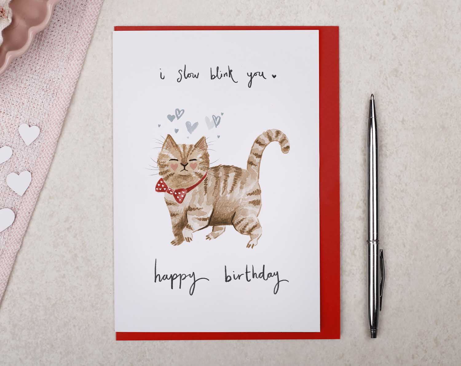 Cat 'Slow Blinking' Birthday Card