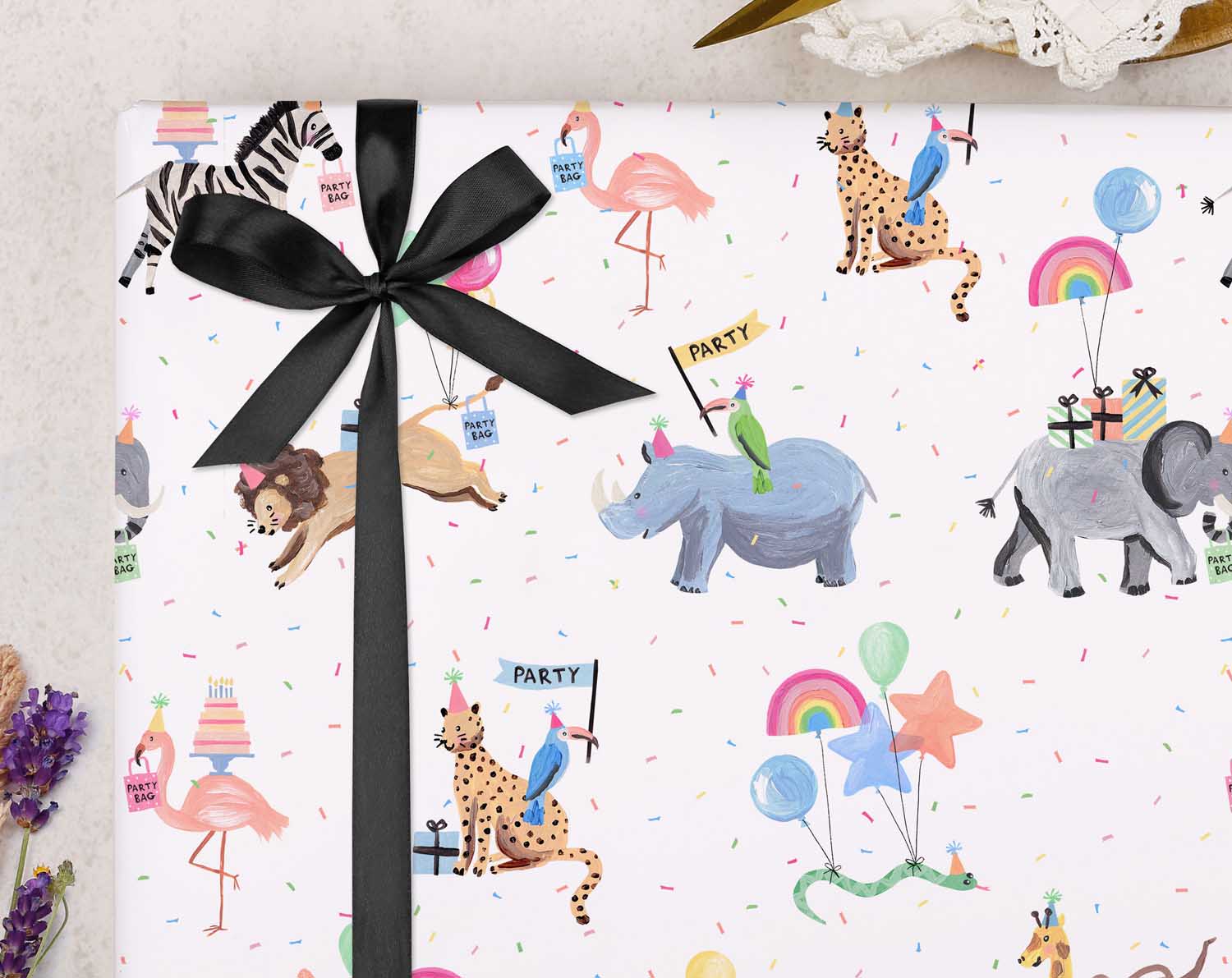 Zoo Animal Party Birthday Wrapping Paper