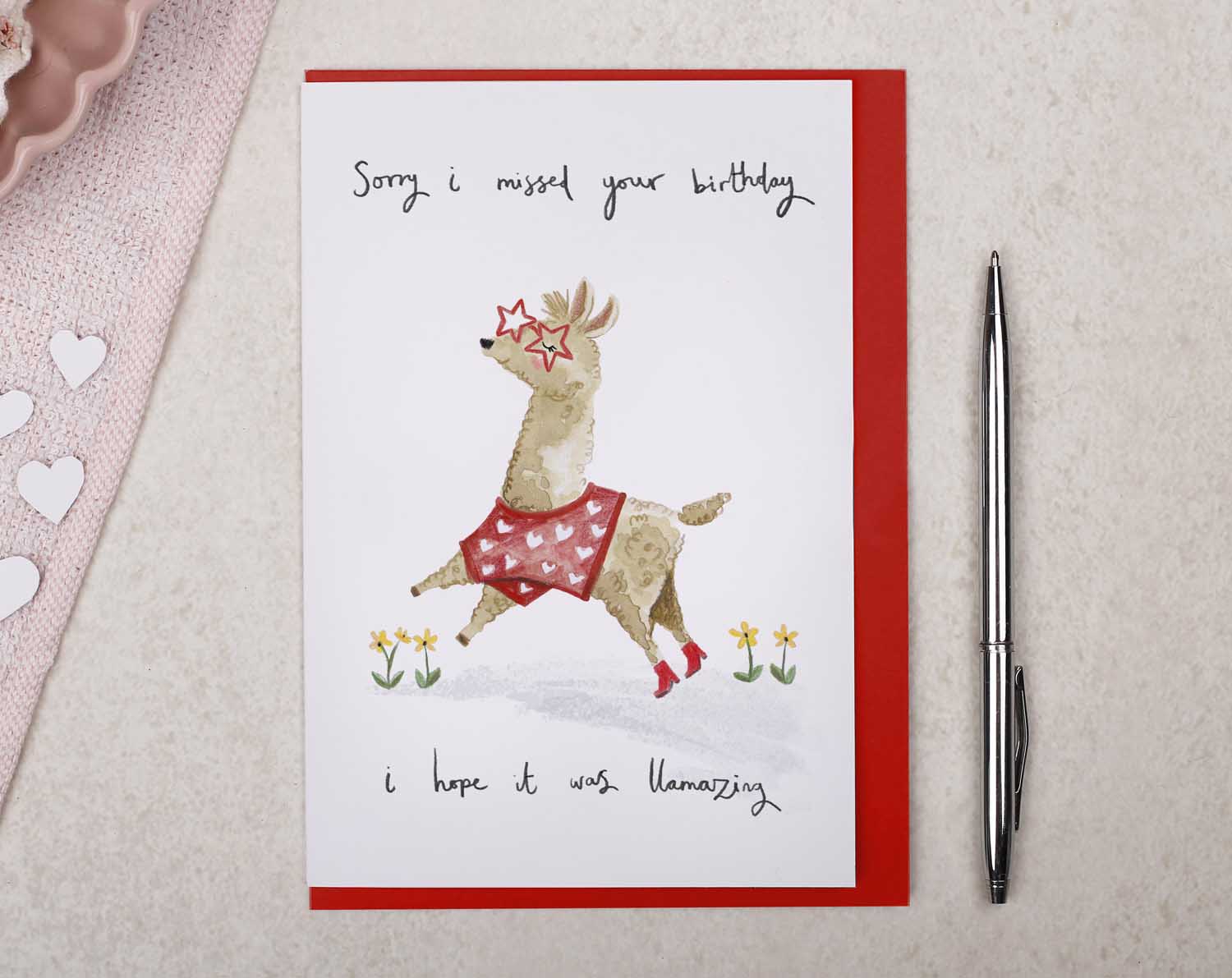 Llama Sorry I Missed Your Birthday Card