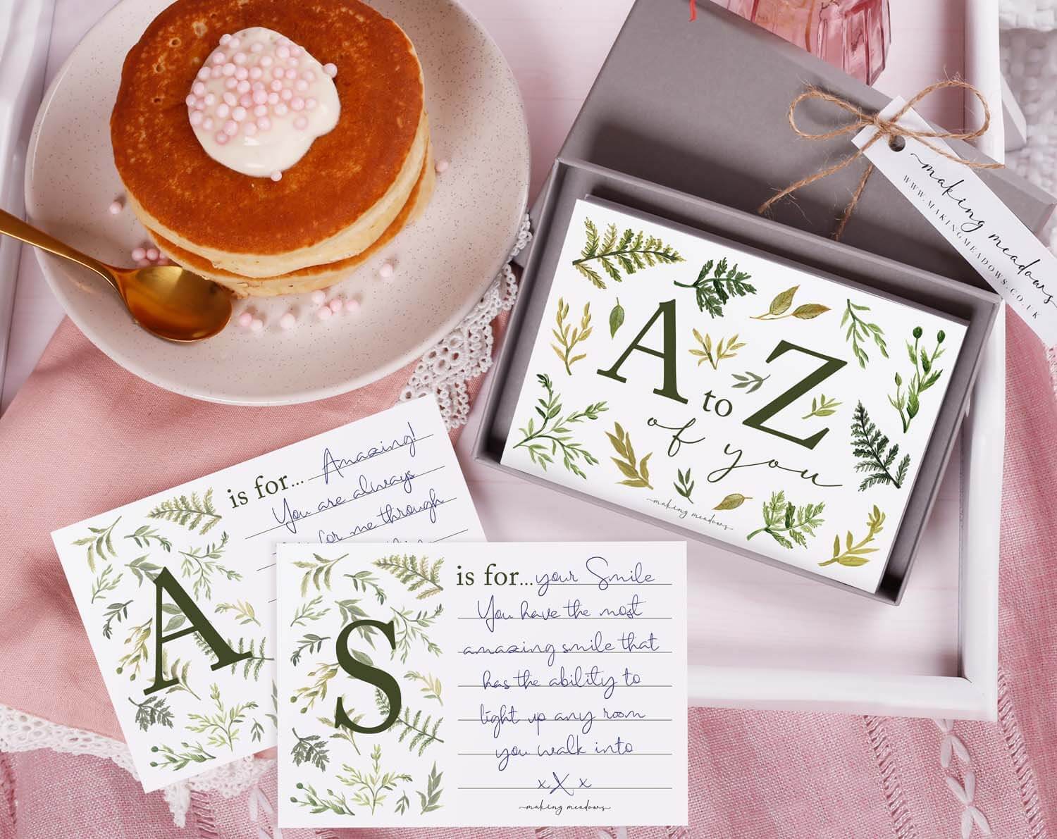 A to Z of You Botanical Cards. Gift Giving designed by Making Meadows