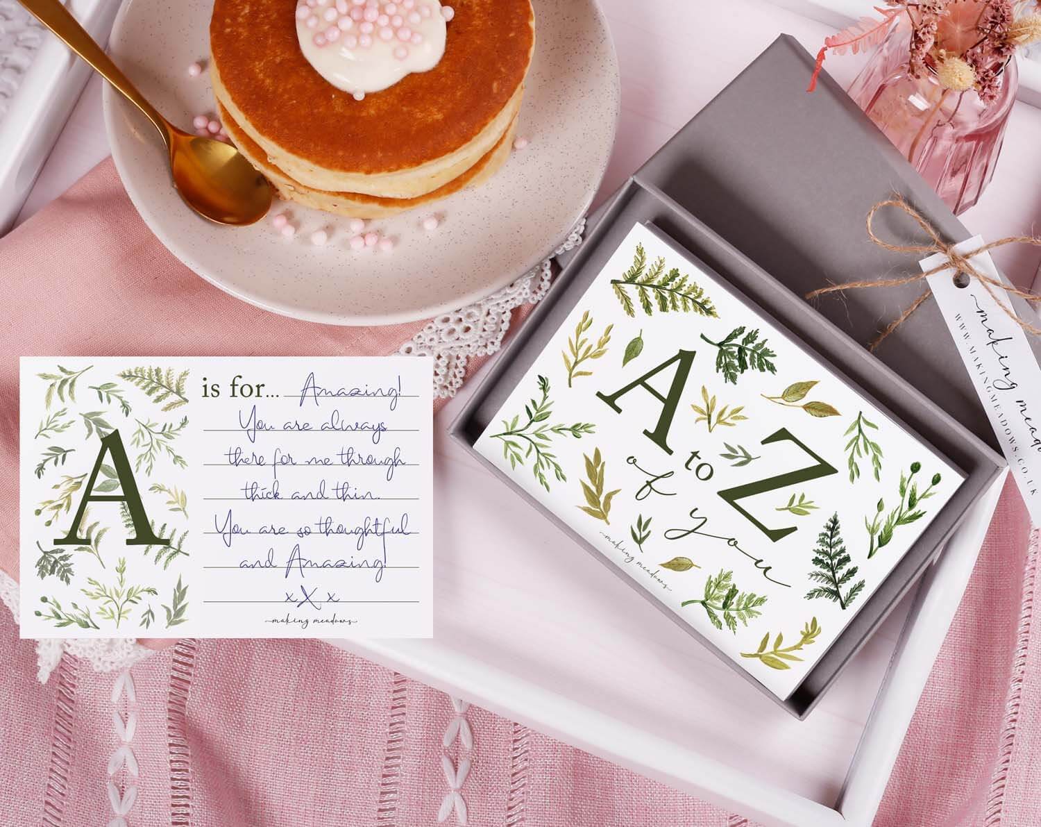 A to Z of You Botanical Cards. Gift Giving designed by Making Meadows