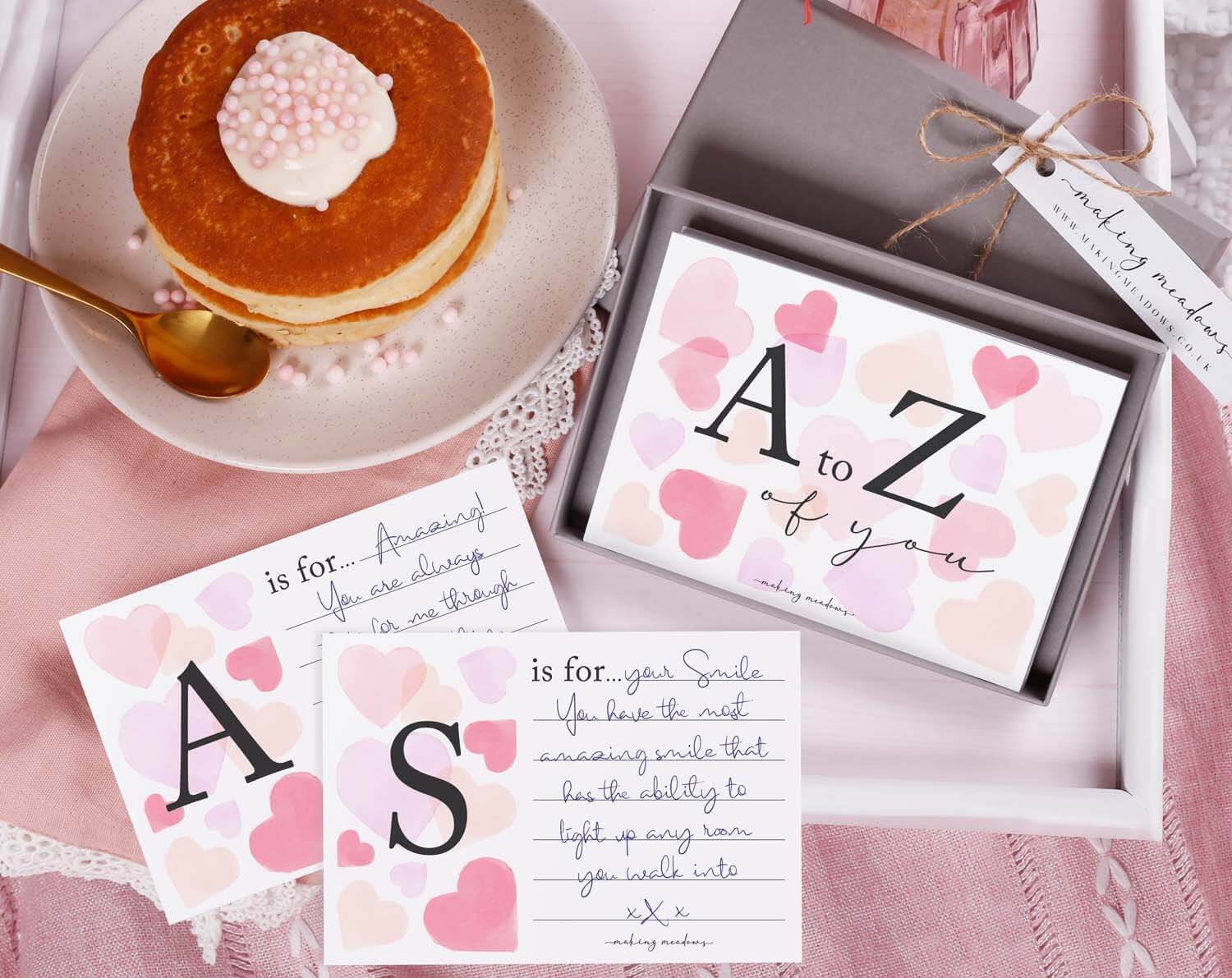 A to Z of You Pink Heart Cards. Gift Giving designed by Making Meadows