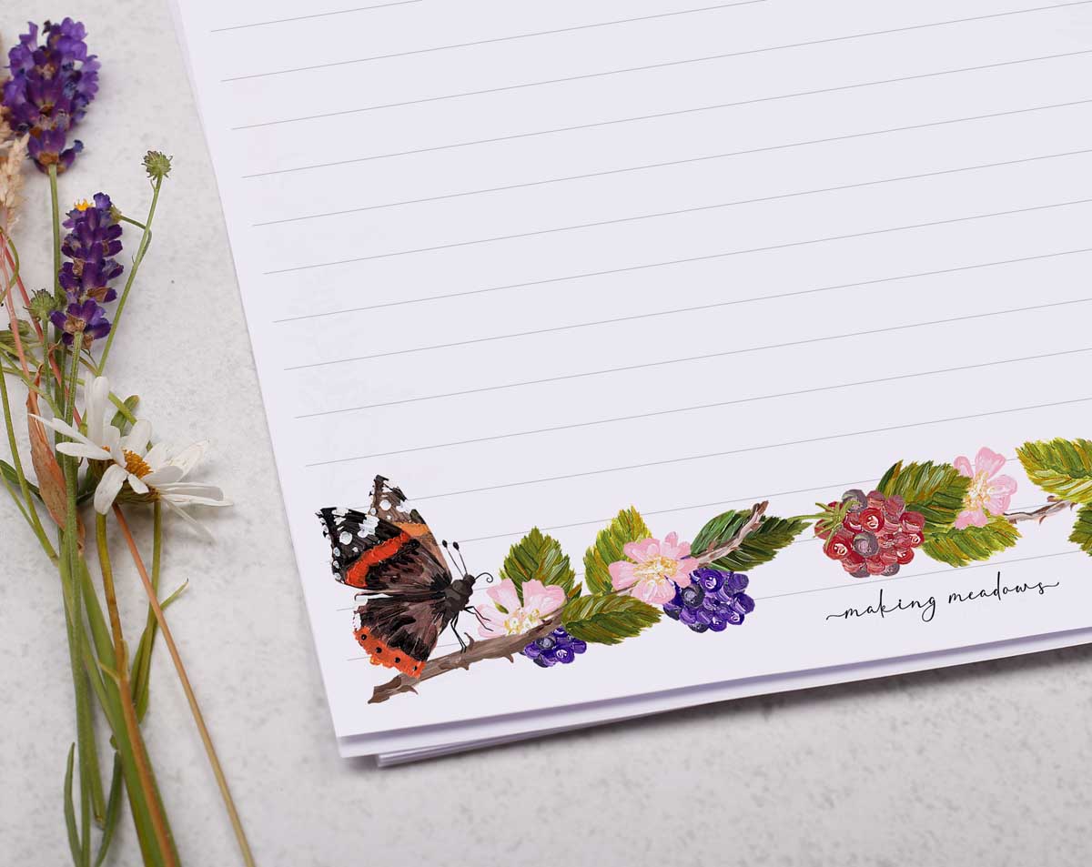 Personalised A4 Writing Paper With Butterflies