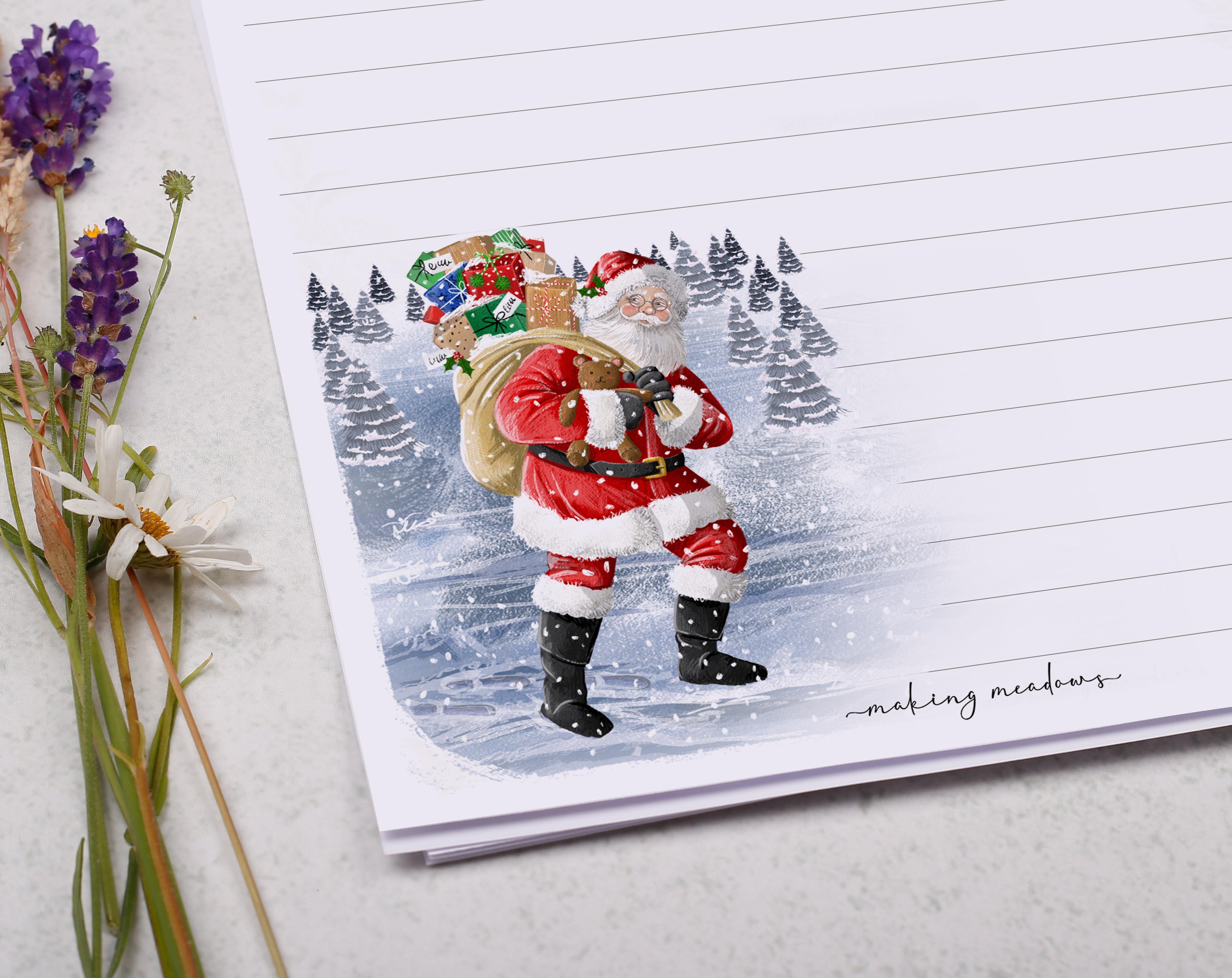 A5 writing paper with Santa. Stationery designed by Making Meadows